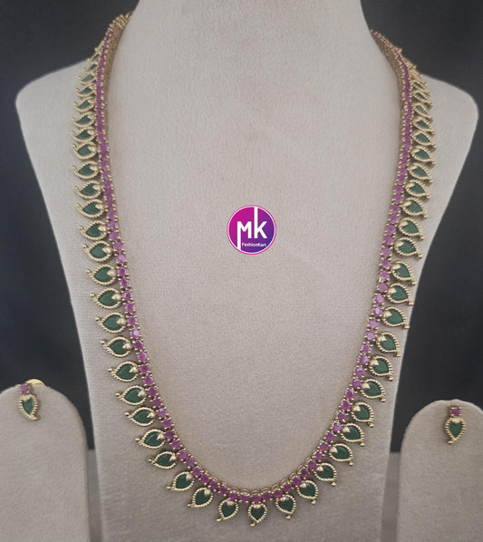 Traditional Kerala style Matte gold finish Haram with matching cute Earrings - Wedding/Partywear Haram - Fashion Jewelry - MK Fashionkart