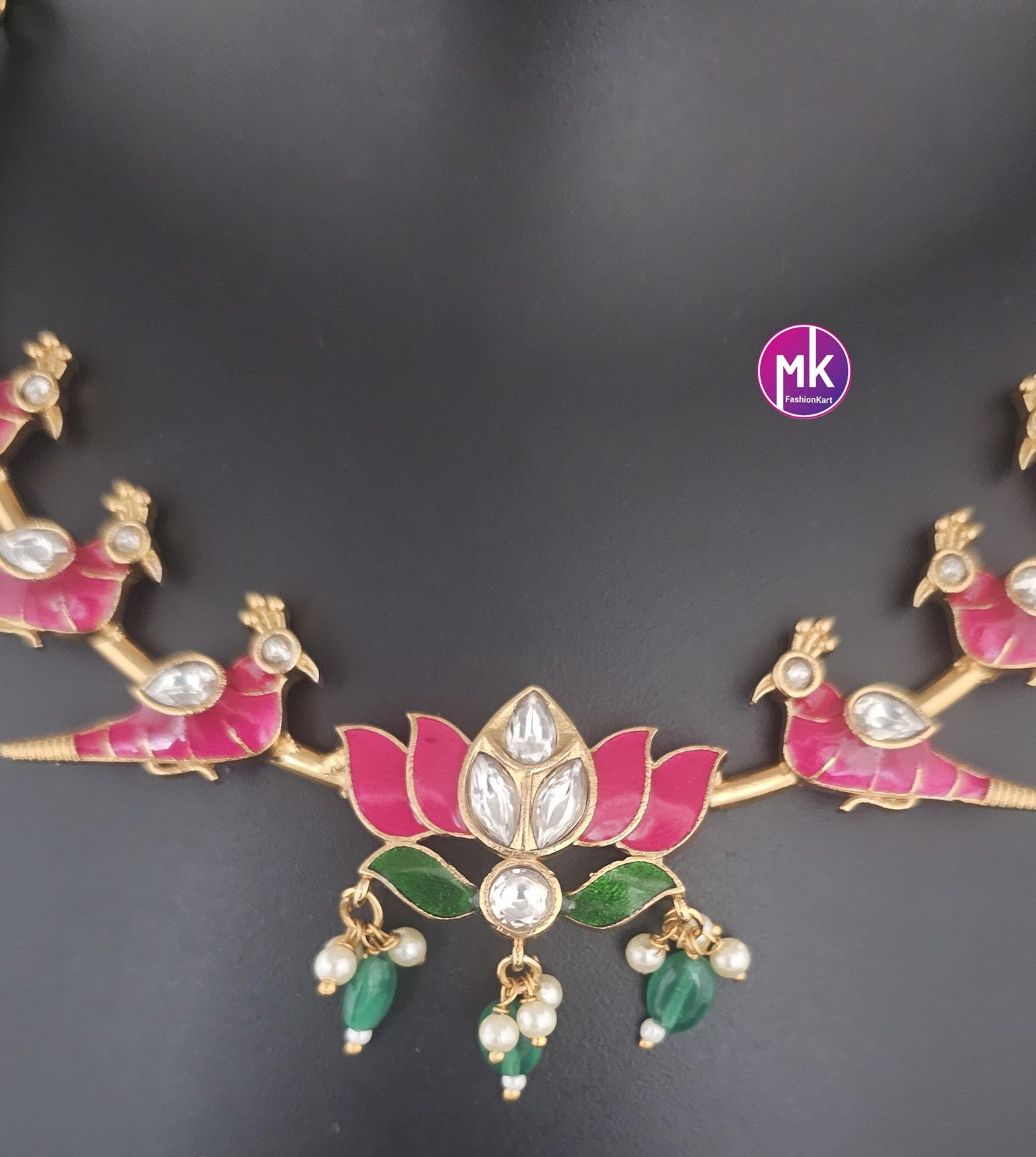 Vibrant color Meenakari work trendy Necklace with matching Earrings - Fashion Jewelry - Mk Fashionkart