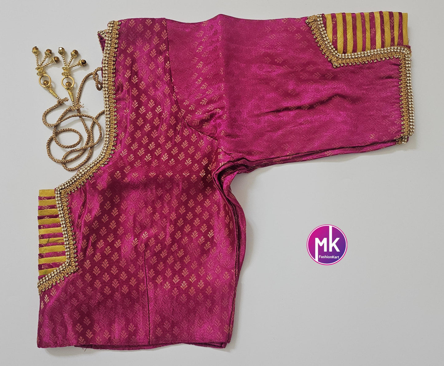 Readymade Saree Blouse - Diamond star Silk base Pattern work Blouses with Jari stone work - Saree/Lehenga blouse - Size 42" - MK Fashionkart