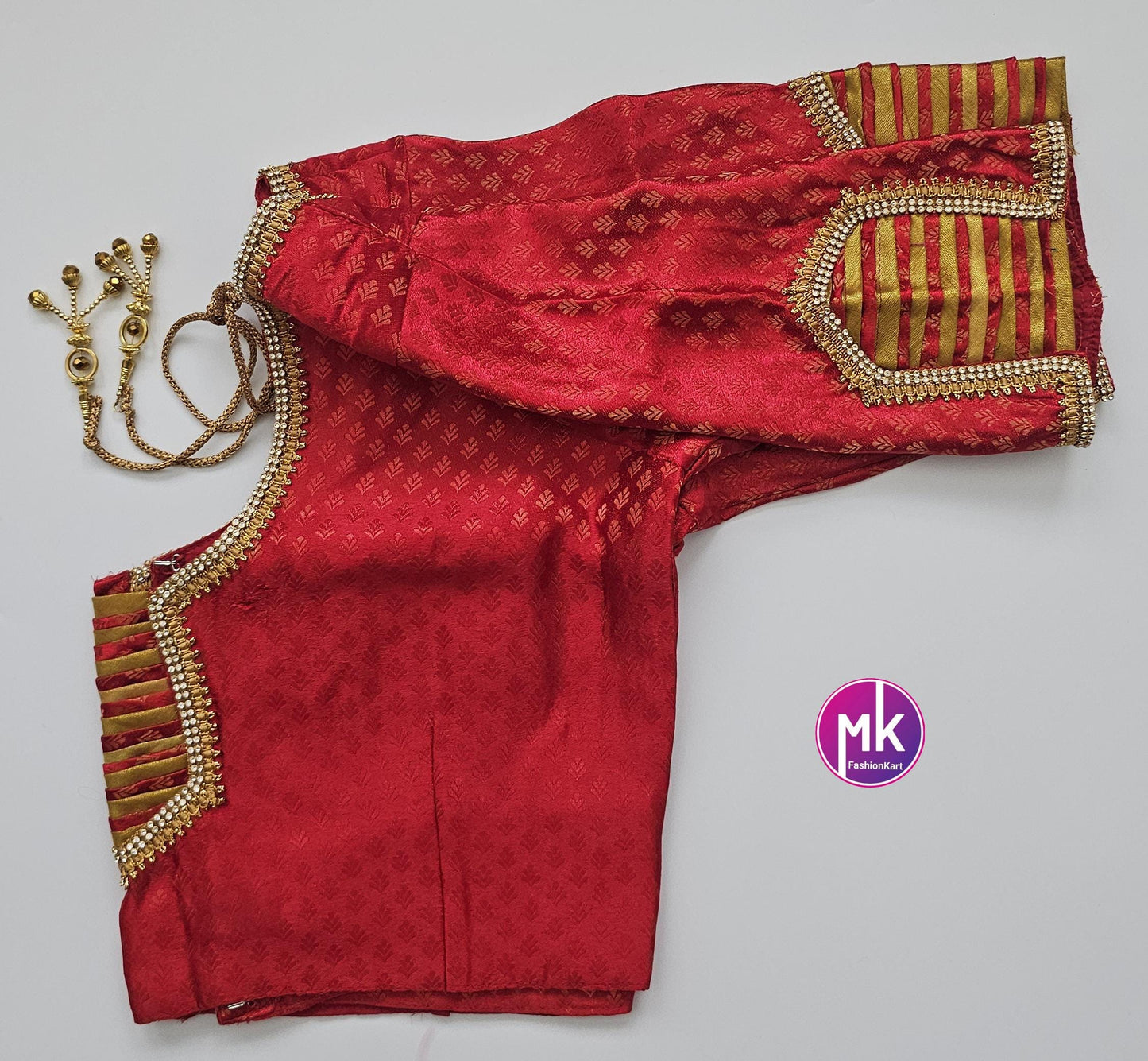 Readymade Saree Blouse - Diamond star Silk base Pattern work Blouses with Jari stone work - Saree/Lehenga blouse - Size 42" - MK Fashionkart