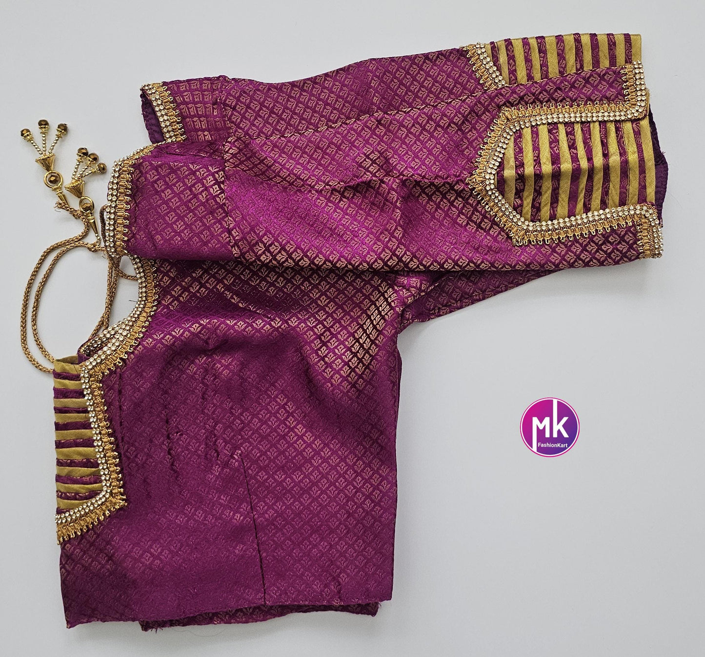 Readymade Saree Blouse - Diamond star Silk base Pattern work Blouses with Jari stone work - Saree/Lehenga blouse - Size 42" - MK Fashionkart