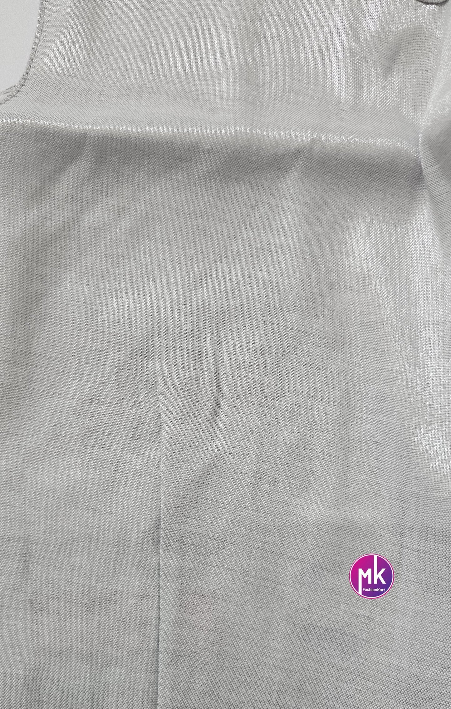 Readymade Saree Blouse - Silk Base Silver Color Plain Blouse  - Saree/Lehenga blouse - Size 36", 38" 40" and 42" - MK Fashionkart