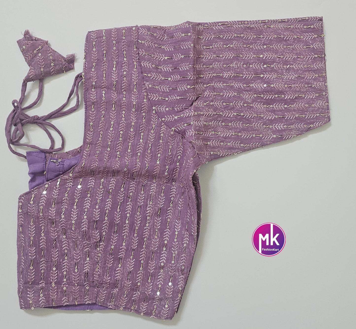 Readymade Saree Blouse - Celebrity style Crunchy pipe Sequence work Tissue silk Blouse - Saree/Lehenga blouse - Size 40" - MK Fashionkart