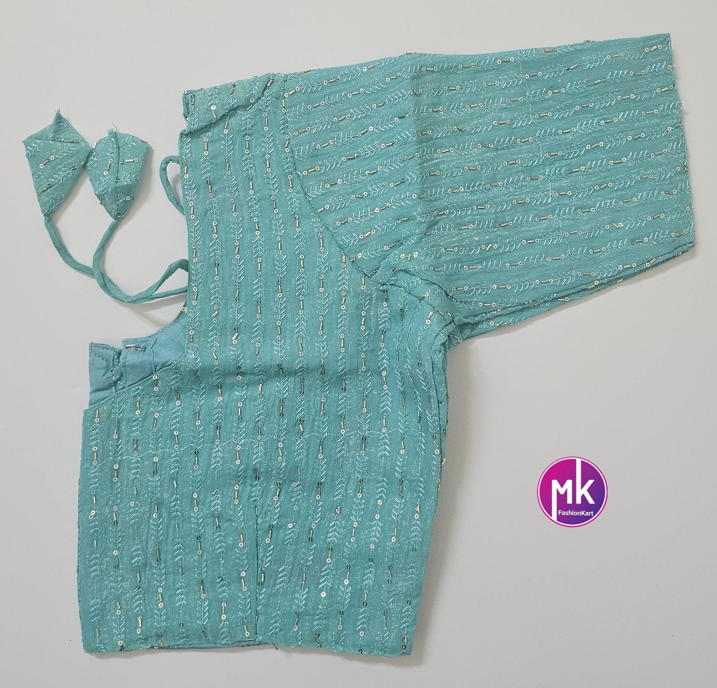 Readymade Saree Blouse - Celebrity style Crunchy pipe Sequence work Tissue silk Blouse - Saree/Lehenga blouse - Size 40" - MK Fashionkart