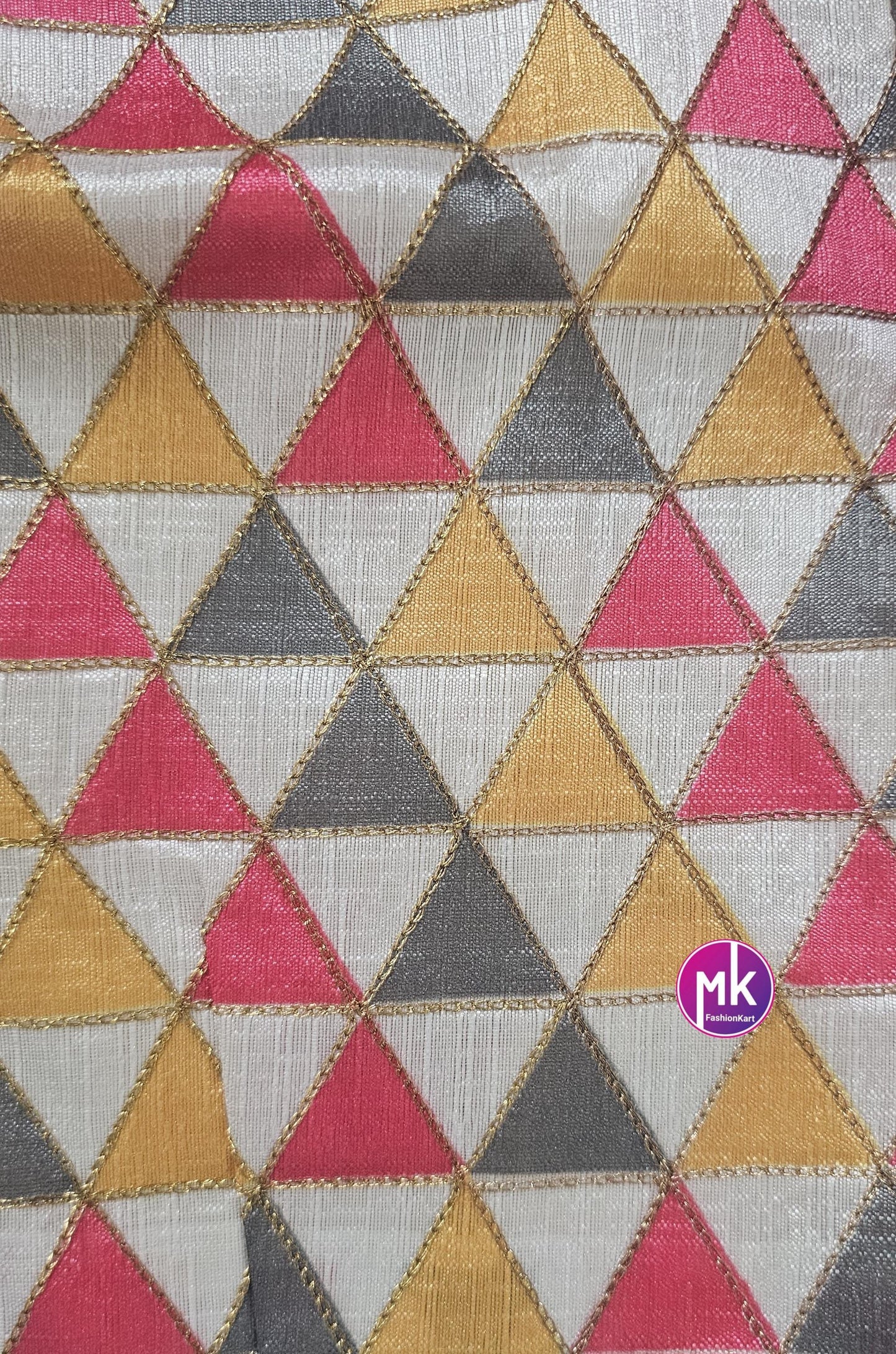 Readymade Saree Blouse - Silk Basse Multi-color Triangle design Blouse - Saree/Lehenga blouse - Size 40" - MK Fashionkart