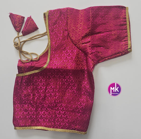 Readymade Saree Blouse/Lehenga Blouse (BATCH 1) - Vibrant colors brocade with Jari border blouse w lining - Size 36" -MK Fashionkart