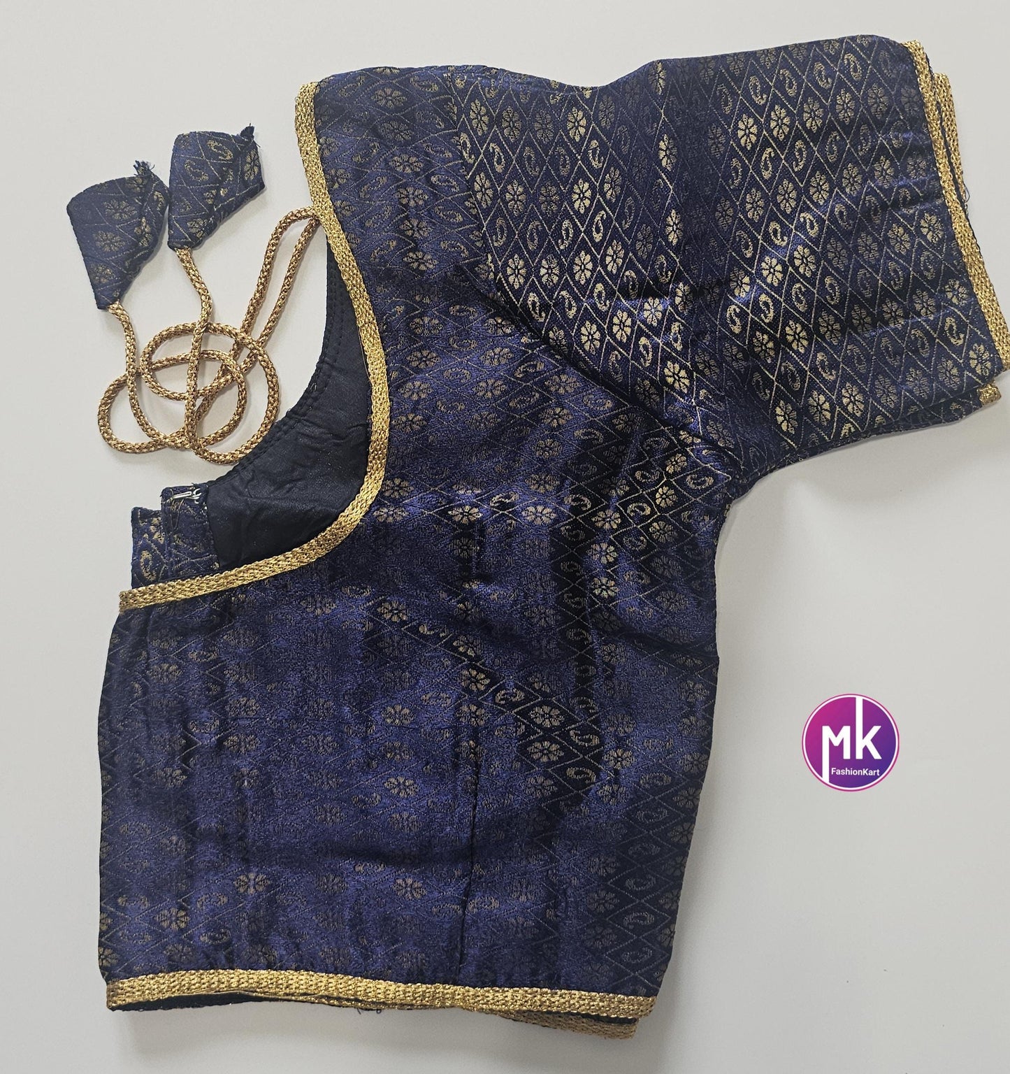 Readymade Saree Blouse/Lehenga Blouse (BATCH 2) - Vibrant colors brocade with Jari border blouse w lining - Size 38" -MK Fashionkart