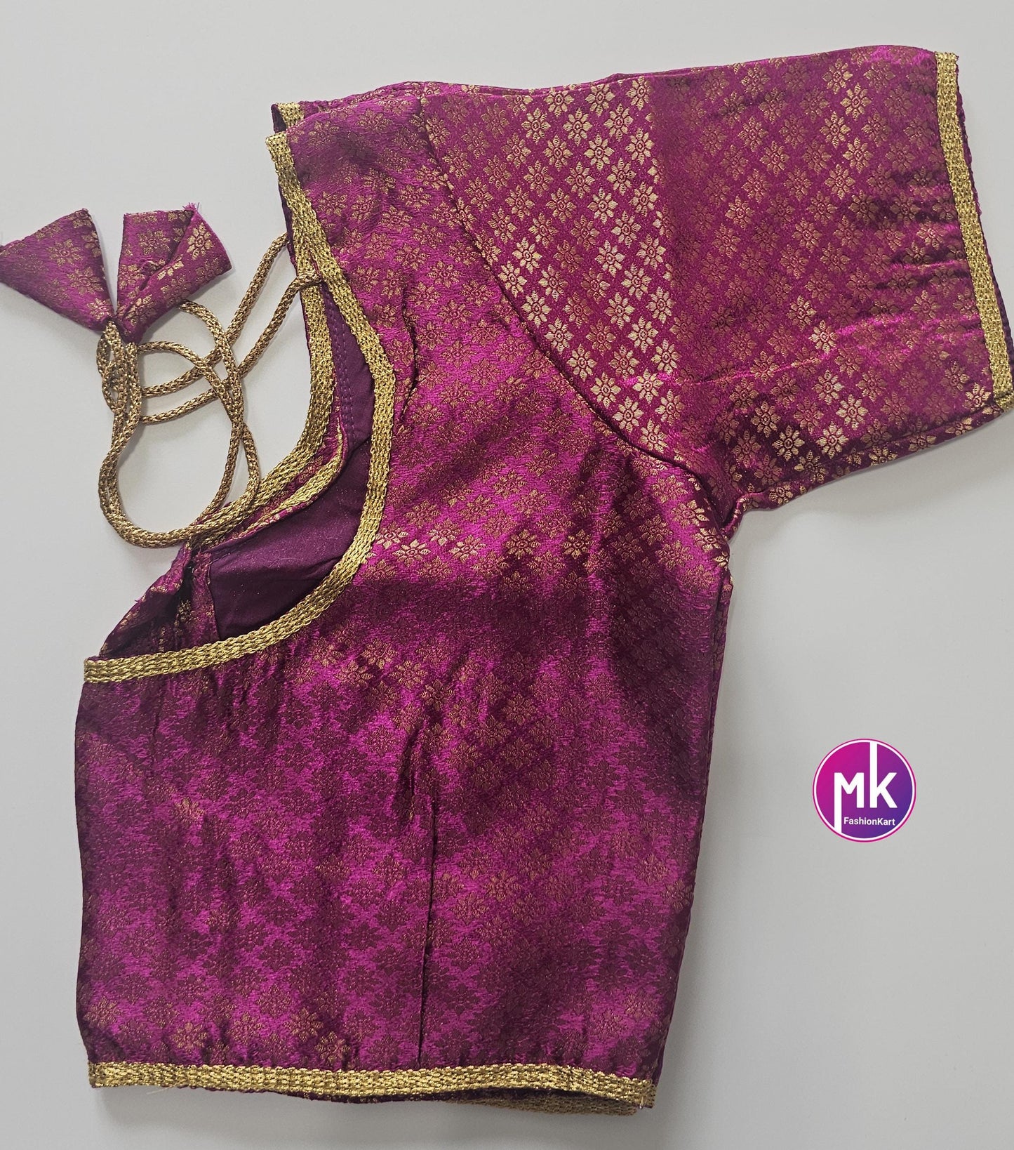 Readymade Saree Blouse/Lehenga Blouse (BATCH 2) - Vibrant colors brocade with Jari border blouse w lining - Size 38" -MK Fashionkart