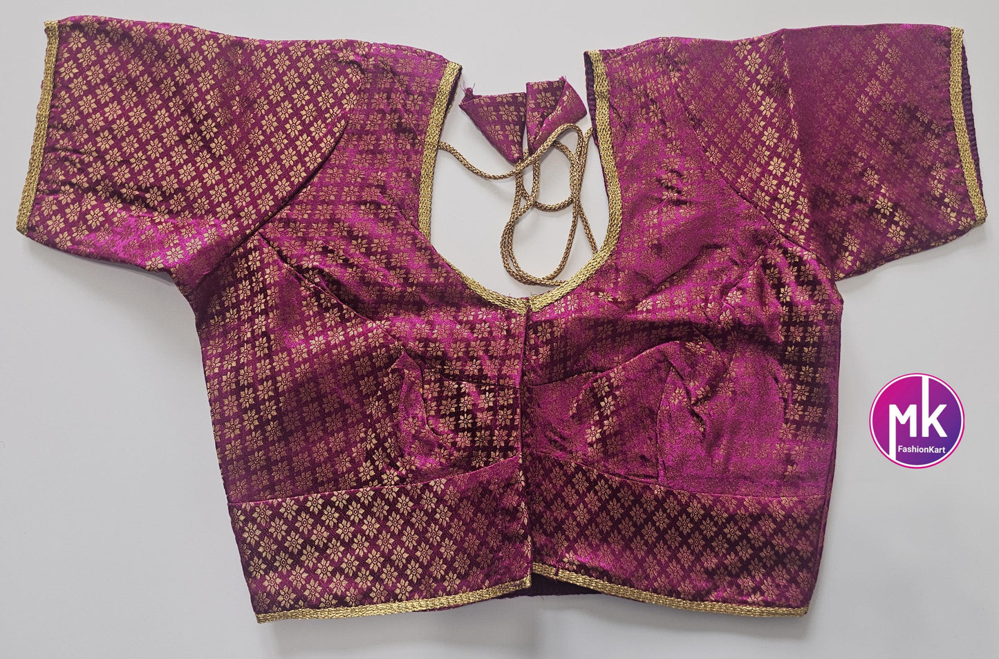 Readymade Saree Blouse/Lehenga Blouse (BATCH 2) - Vibrant colors brocade with Jari border blouse w lining - Size 38" -MK Fashionkart