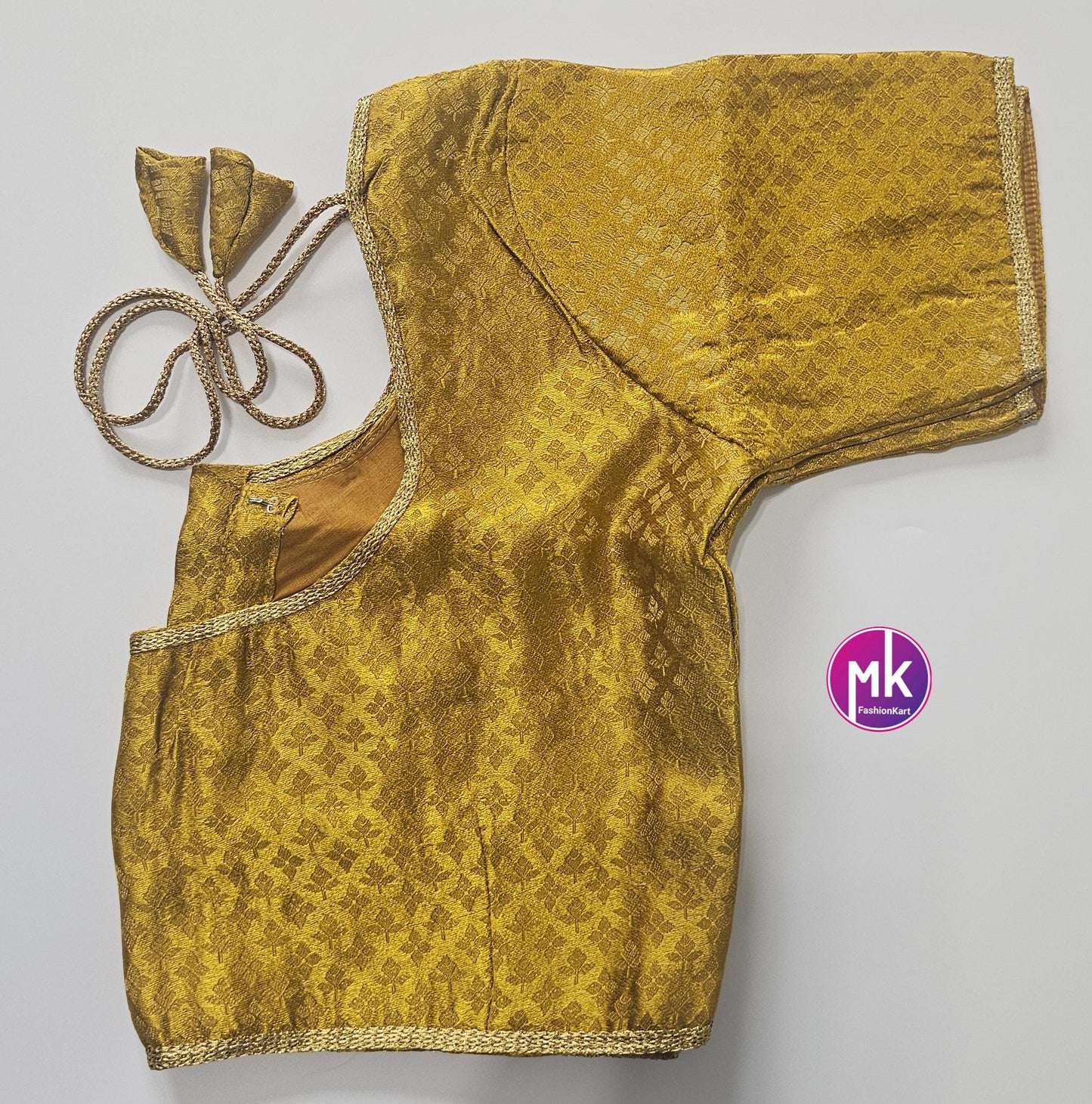 Readymade Saree Blouse/Lehenga Blouse (BATCH 1) - Vibrant colors brocade with Jari border blouse w lining - Size 40" -MK Fashionkart