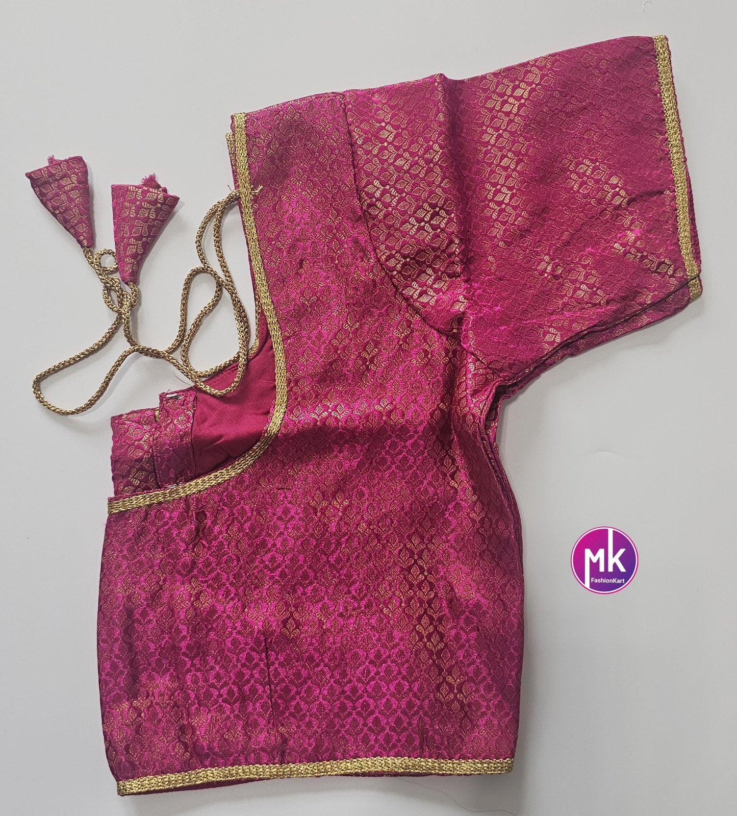 Readymade Saree Blouse/Lehenga Blouse (BATCH 1) - Vibrant colors brocade with Jari border blouse w lining - Size 40" -MK Fashionkart