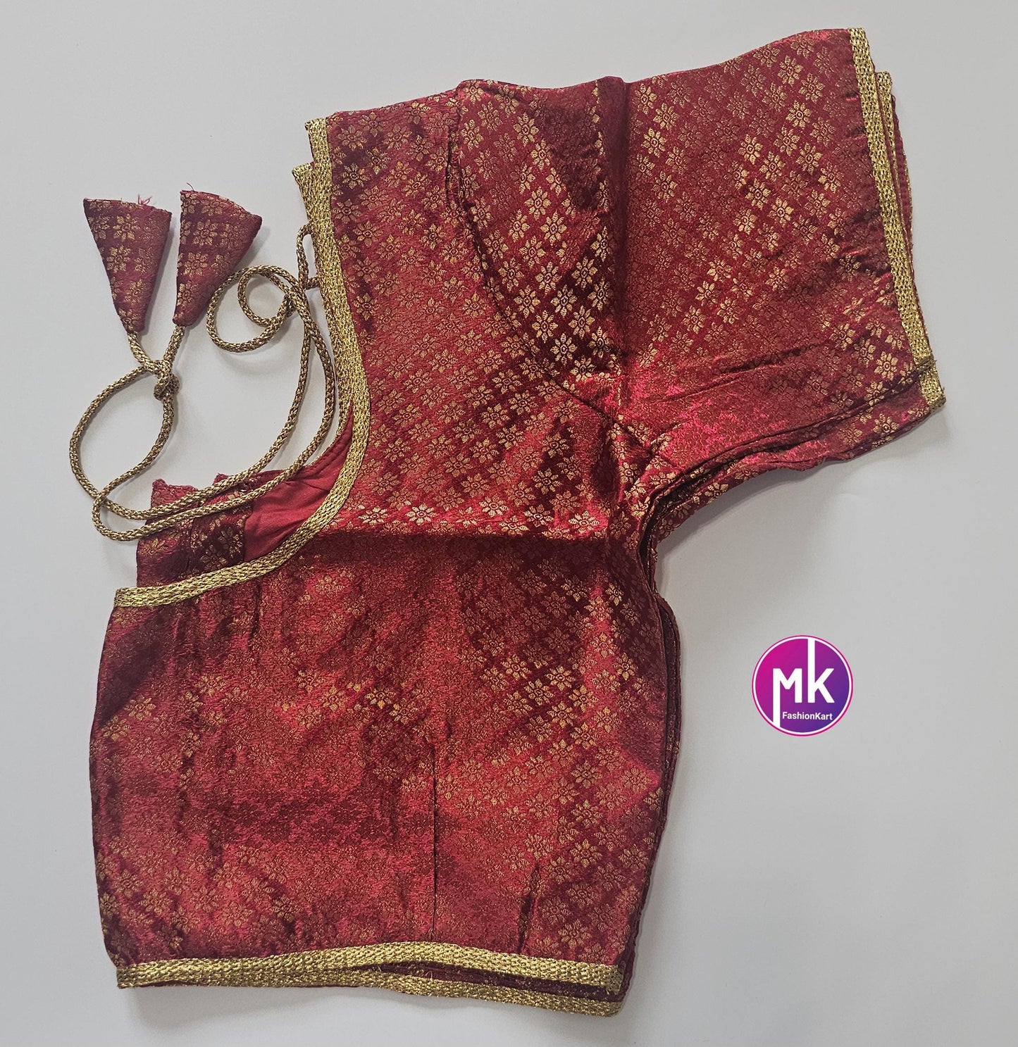 Readymade Saree Blouse/Lehenga Blouse (BATCH 1) - Vibrant colors brocade with Jari border blouse w lining - Size 40" -MK Fashionkart