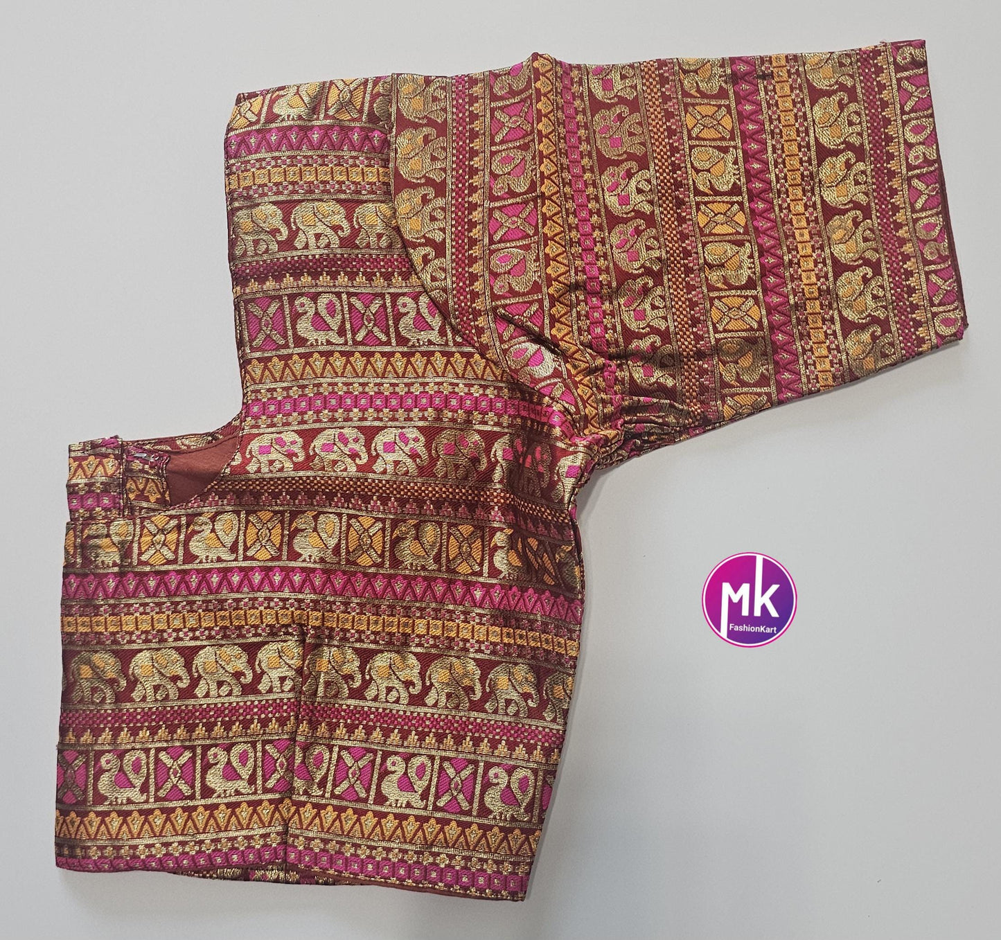 Readymade Saree Blouse/Lehenga Blouse - Vibrant colors Traditional design Silk blouse w lining - Size 36", 38", 40" and 42" - MK Fashionkart