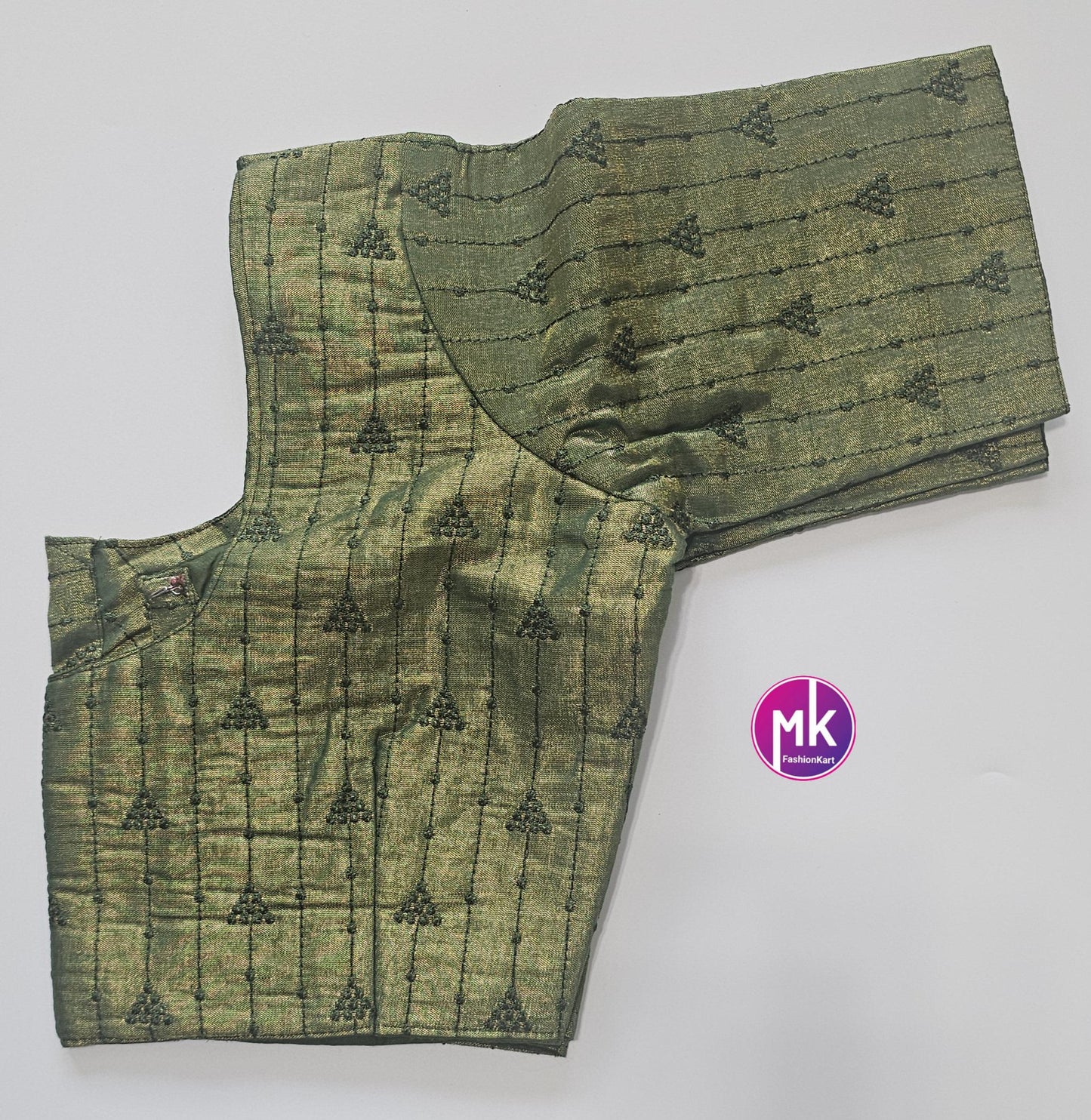 Readymade Saree/Lehenga Blouse (BATCH 1) - Vibrant color triangle design Embroidery work silk base blouse - Size 36", 38", 40", 42" - MK Fashionkart
