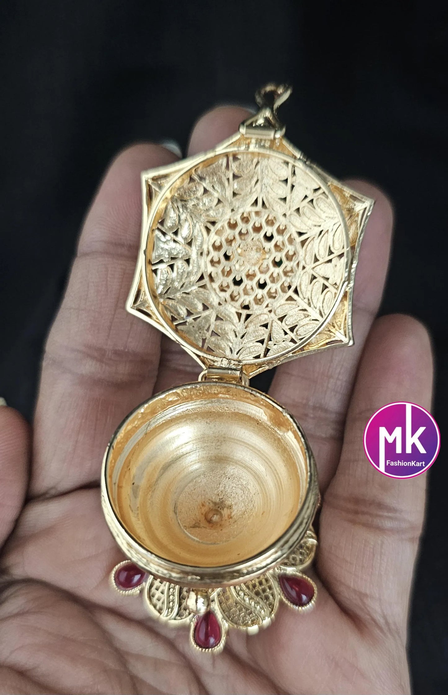 Gold plated Kumkum box/Sindoor box/Wedding Gift/Pooja Accessory/Indian Decor/Kumkum Bharani - MK Fashionkart