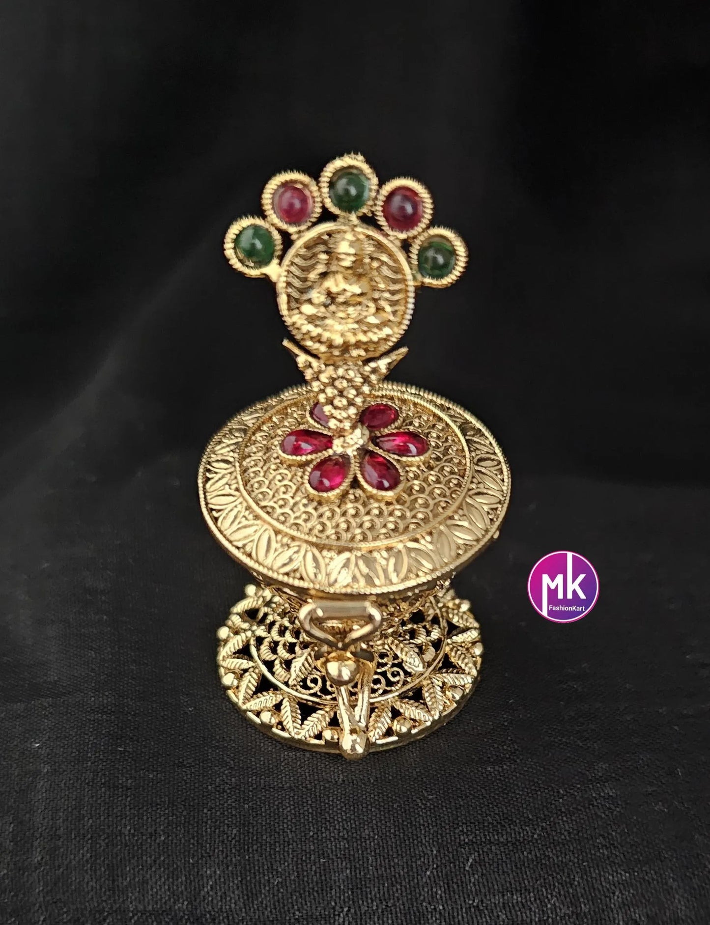 Gold plated Kumkum box/Sindoor box/Wedding Gift/Pooja Accessory/Indian Decor/Kumkum Bharani - MK Fashionkart