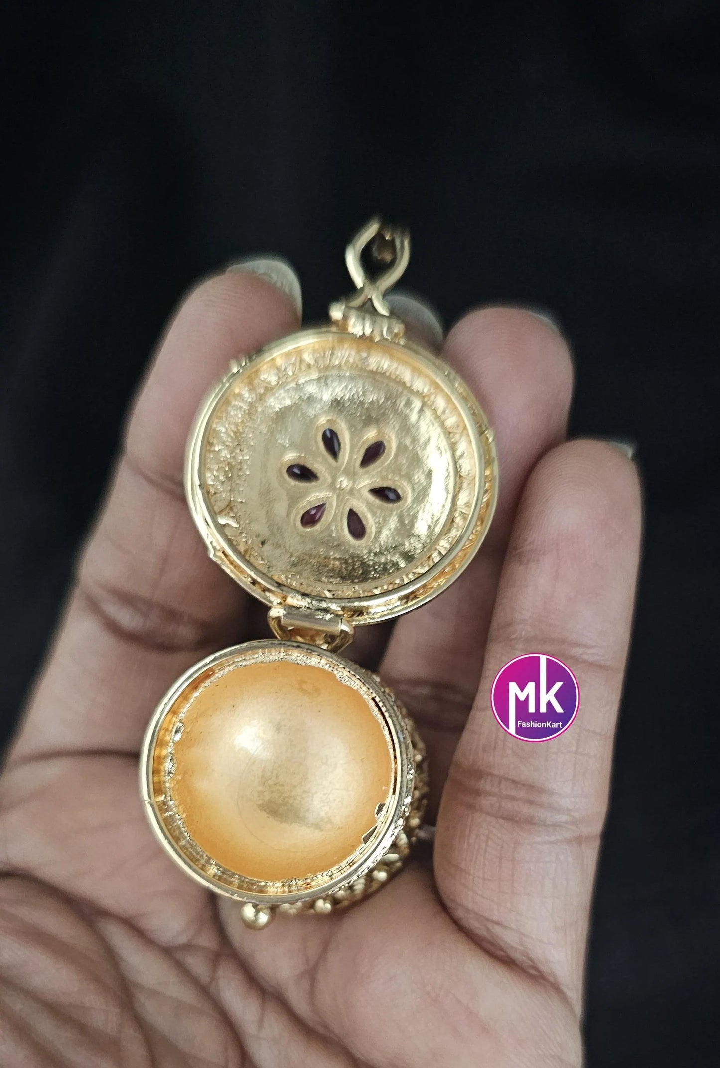 Gold plated Kumkum box/Sindoor box/Wedding Gift/Pooja Accessory/Indian Decor/Kumkum Bharani - MK Fashionkart