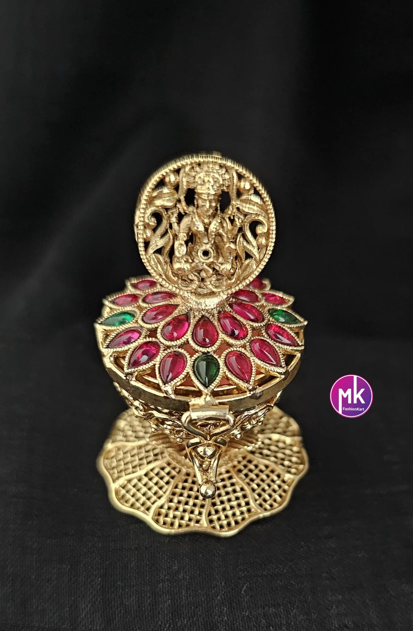 Gold plated Kumkum box/Sindoor box/Wedding Gift/Pooja Accessory/Indian Decor/Kumkum Bharani - MK Fashionkart