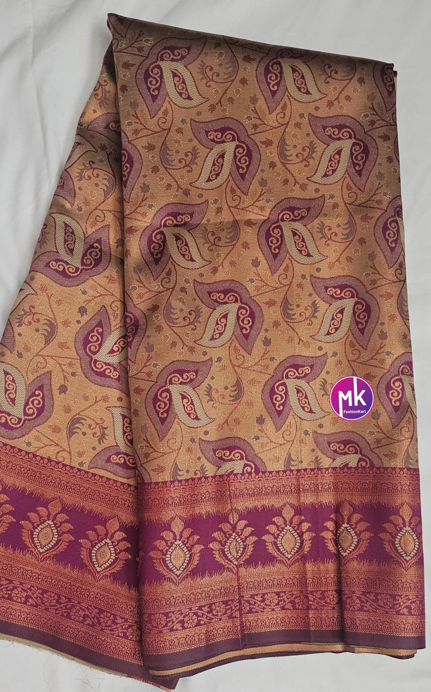 Semi kanchipuram Fancy Silk Saree - Exclusive banarasi kanchipuram designs - Wedding Saree w running blouse - Bridal Saree - MK Fashionkart