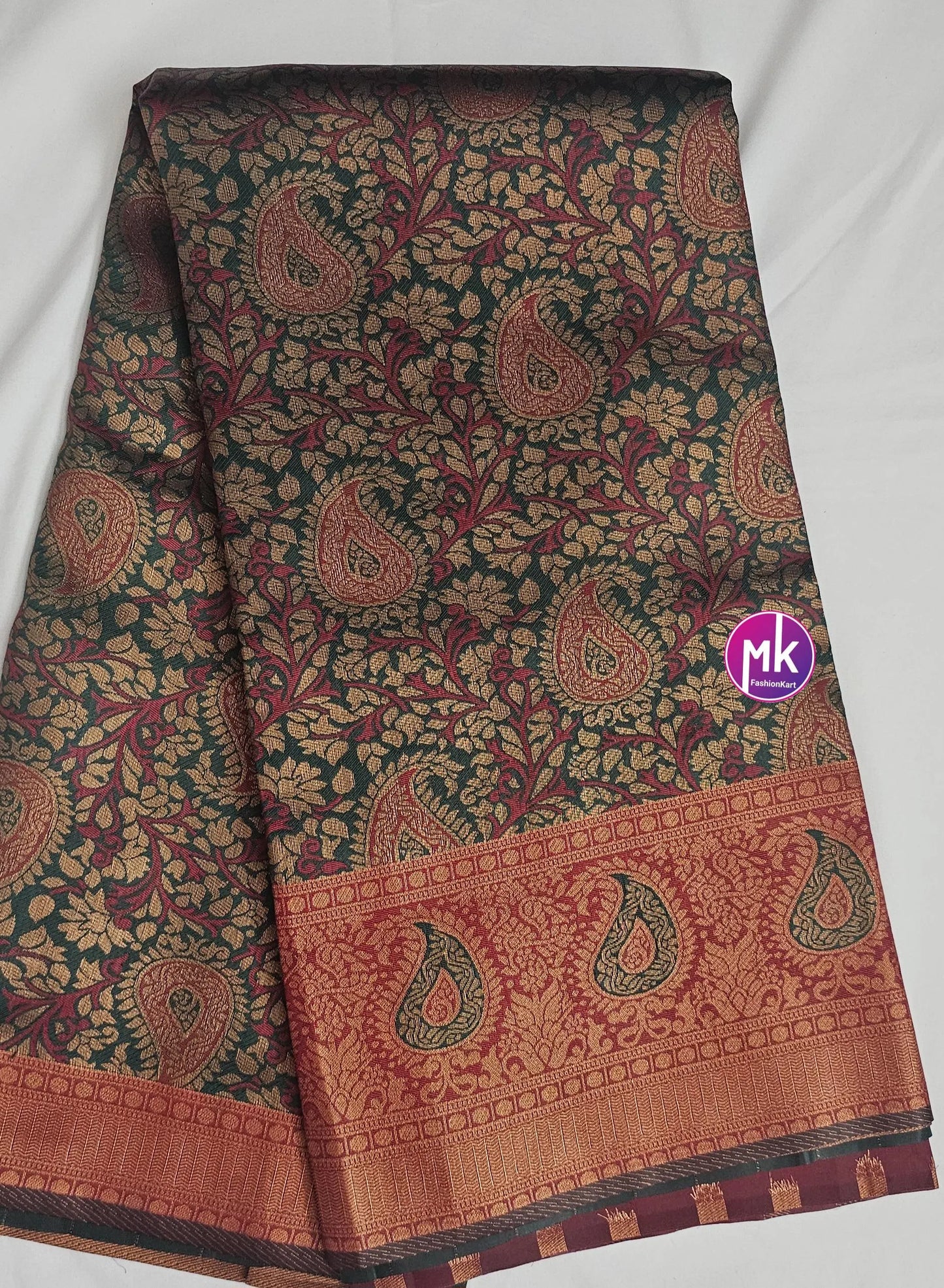 Semi kanchipuram Fancy Silk Saree - Exclusive banarasi kanchipuram designs - Wedding Saree w running blouse - Bridal Saree - MK Fashionkart