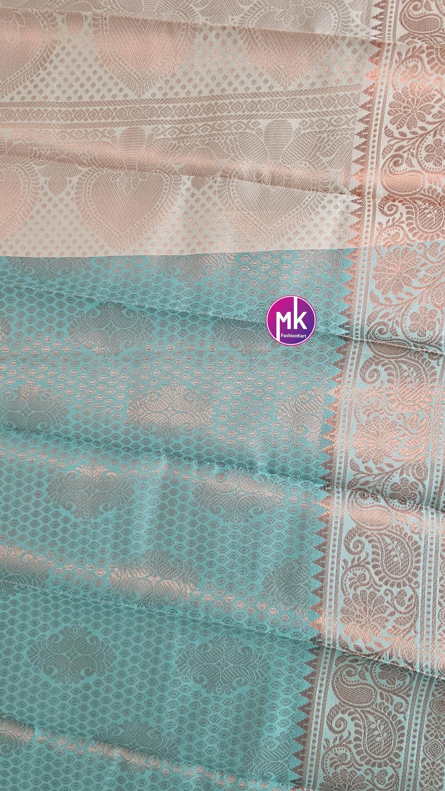 Flower designed Fancy Silk Teel green color saree with Running blouse - Saree with running blouse - Partywear Saree - MK Fashionkart