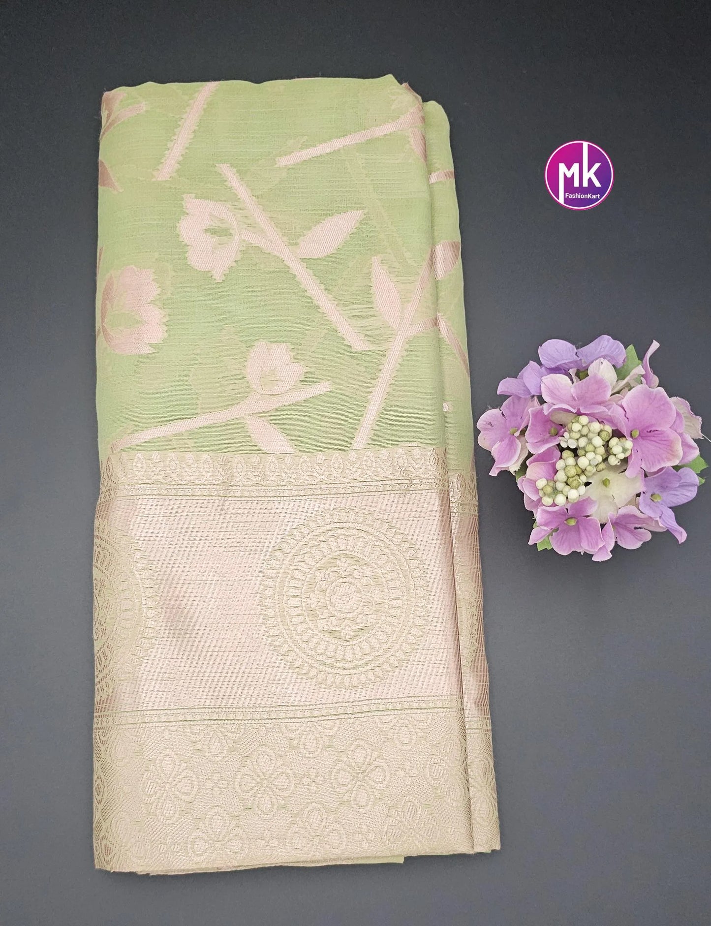 Floral Design Soft Tissue Saree - Beautiful Floral design Sarees - Saree with running blouse - Partywear Saree - MK Fashionkart
