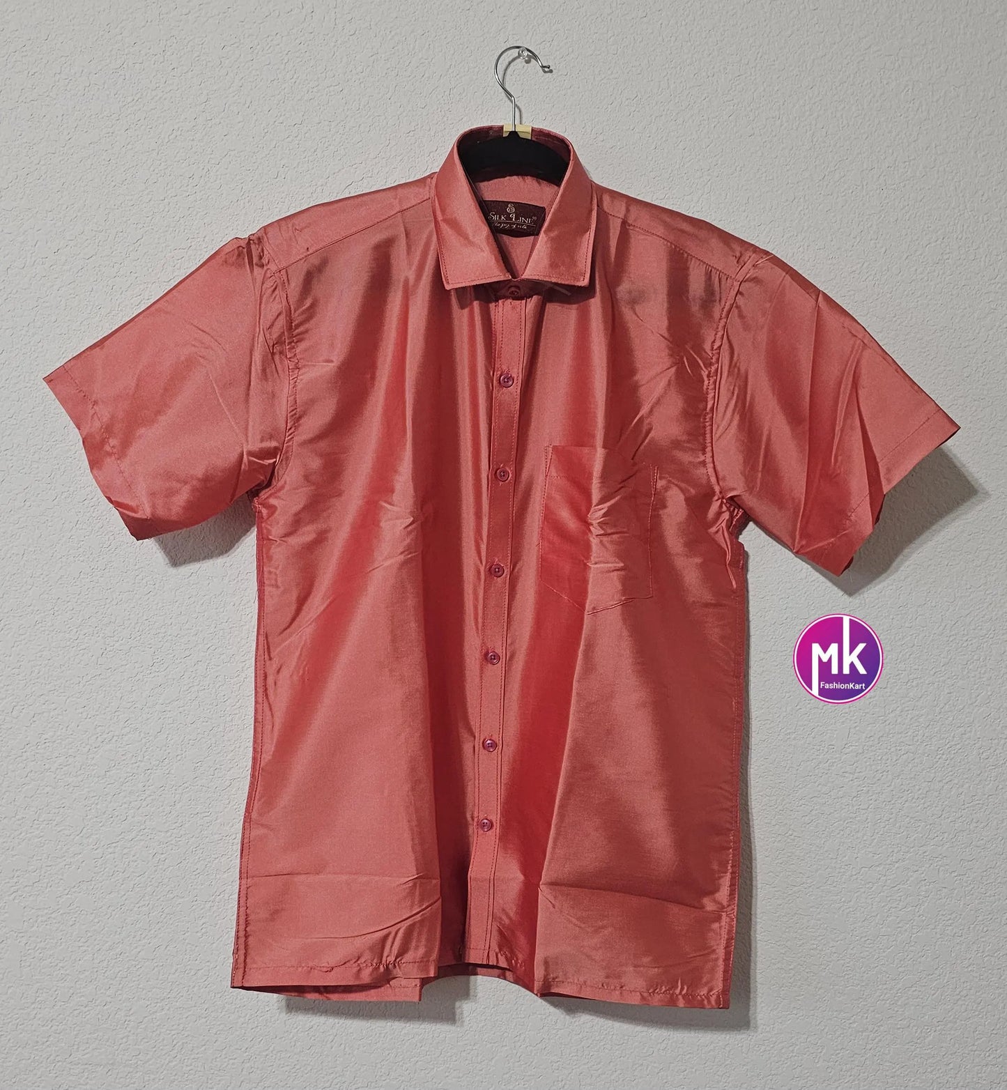 Men's Silk Cotton Shirt - Half Hand - Vibrant color Silk Shirts - Size 40 - L Size - Partywear Shirt - MK Fashionkart - Indian Dresses