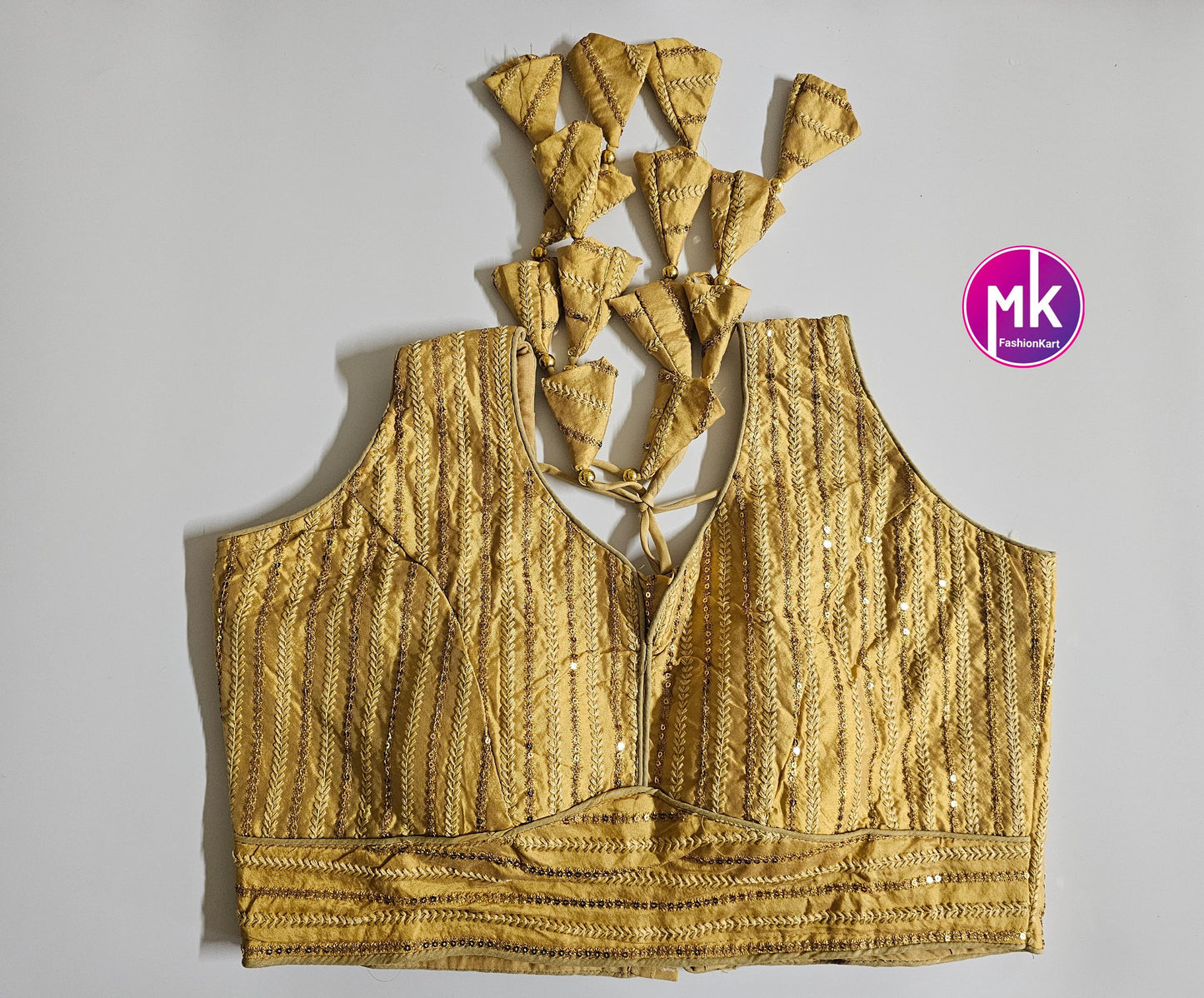 Readymade Sleeveless Saree Blouse - Silk fabric w sequence work with Vibrant colors Blouses - Princess cut - Size 38" (self alter Upto 40")