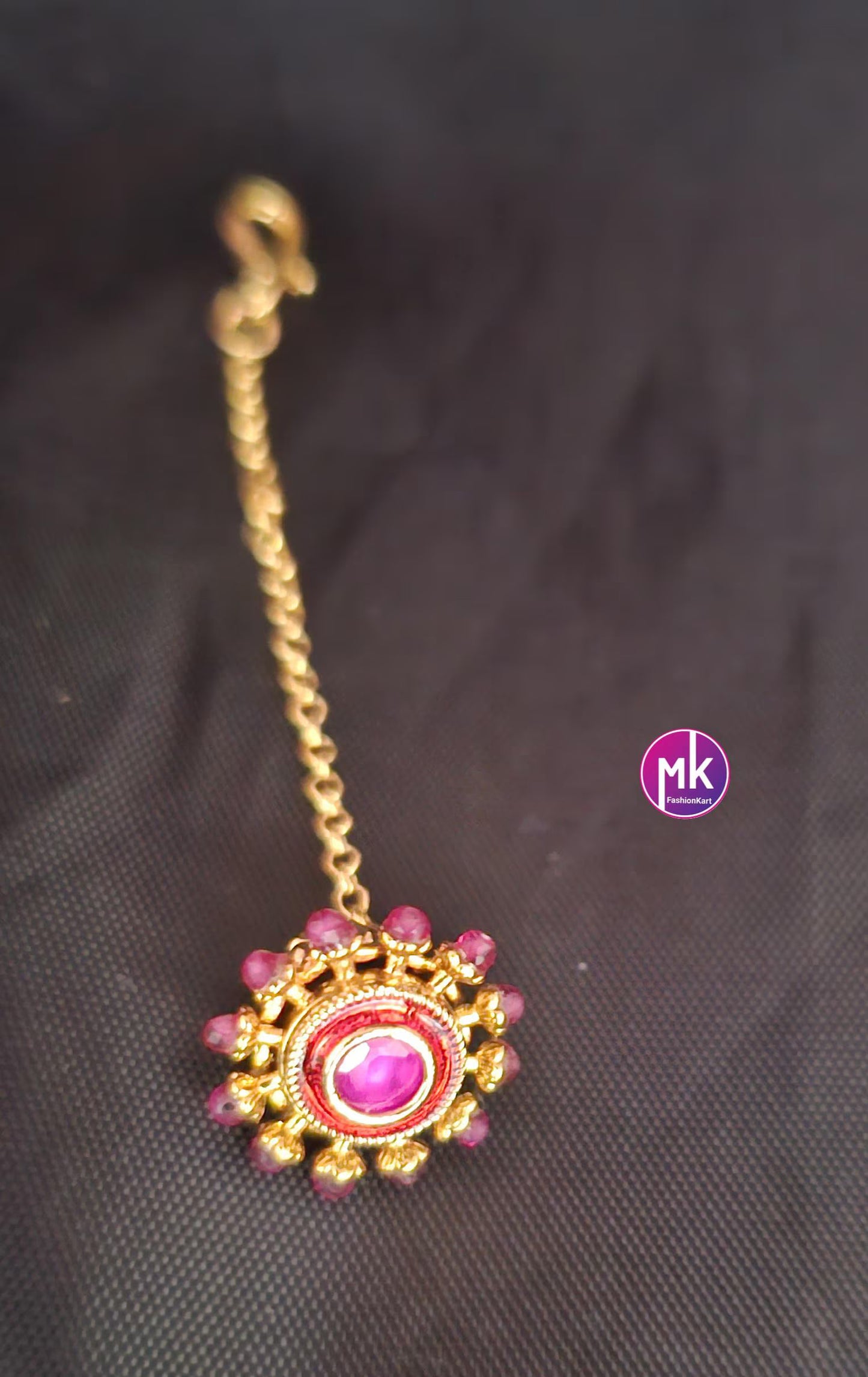 Bollywood style studded Rajasthani Borla Maang Tikka - Head piece - Wedding Tikka - MK Fashionkart - Indian Fashion Jewelry