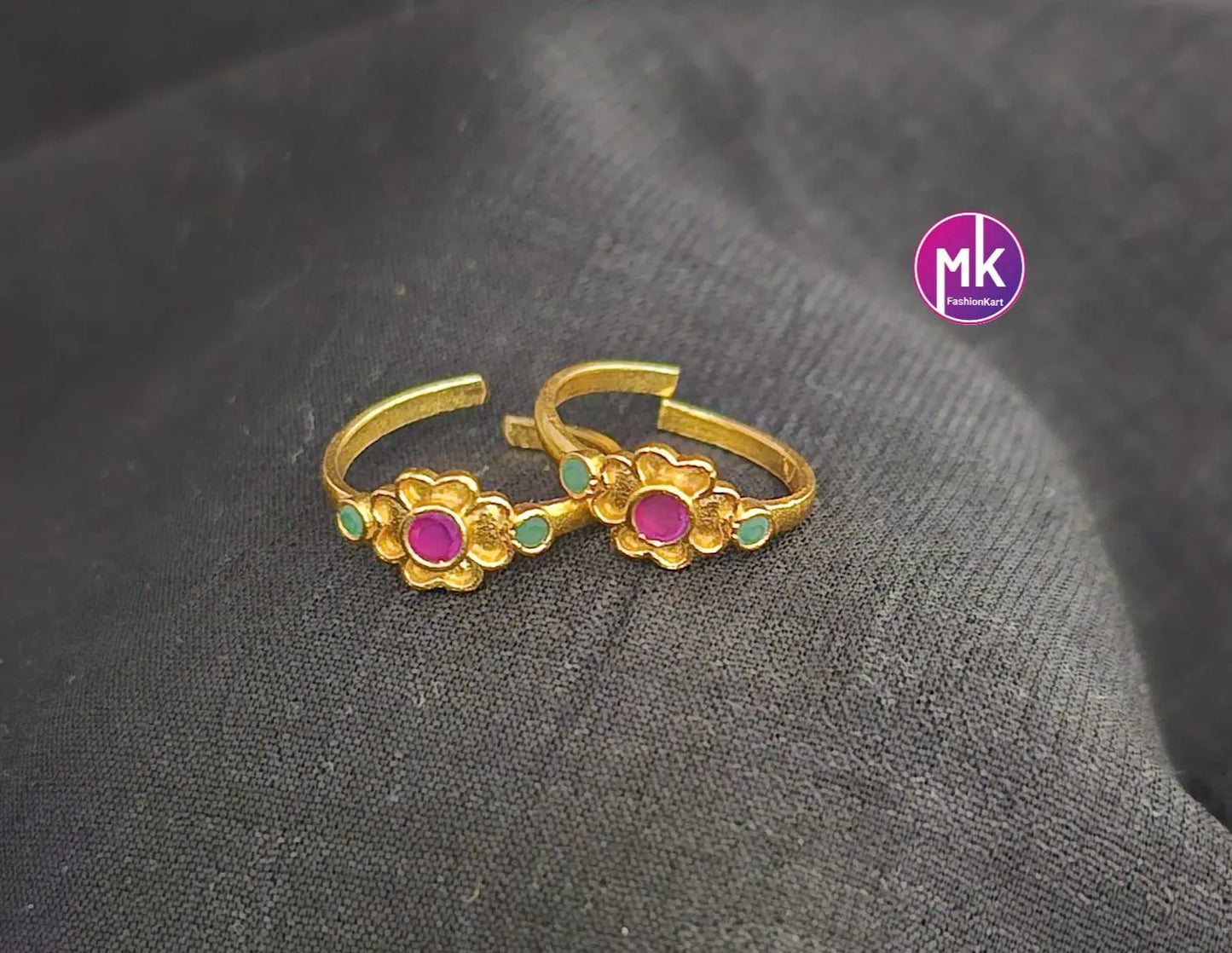 Matte gold finish Toe Ring with AD stones/Leg Finger Ring/Adjustable Toe Ring/Metti/-  MK Fashionkart - Indian Fashion Jewelry