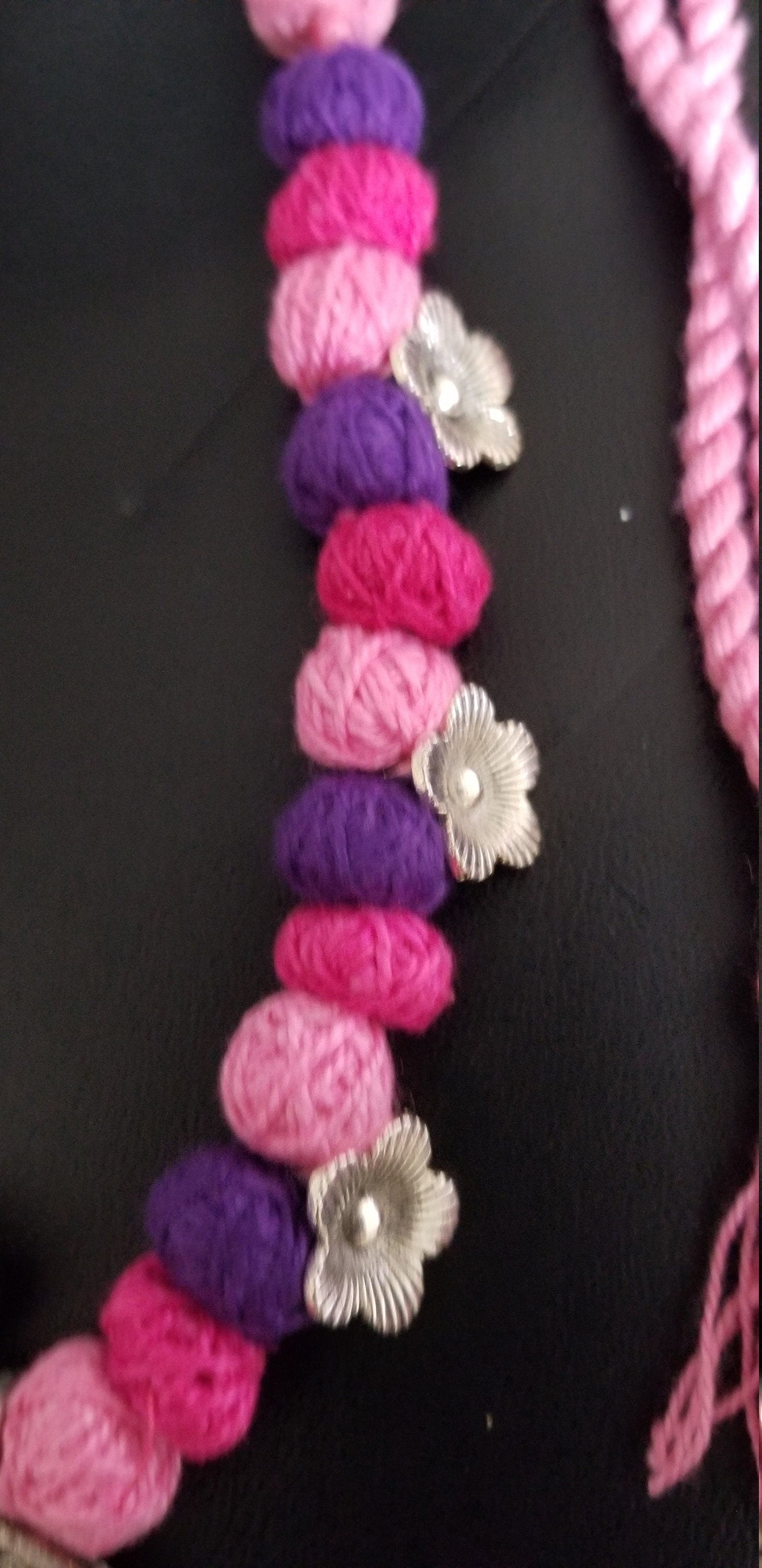 German silver pendant with multi color thread beads