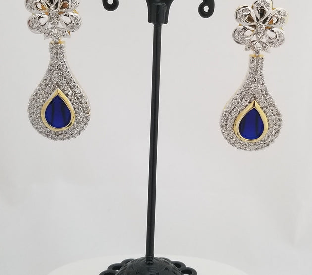 Partywear AD Stone with Blue AD Stone Earrings Jhumki Jhumka for Women and Girls