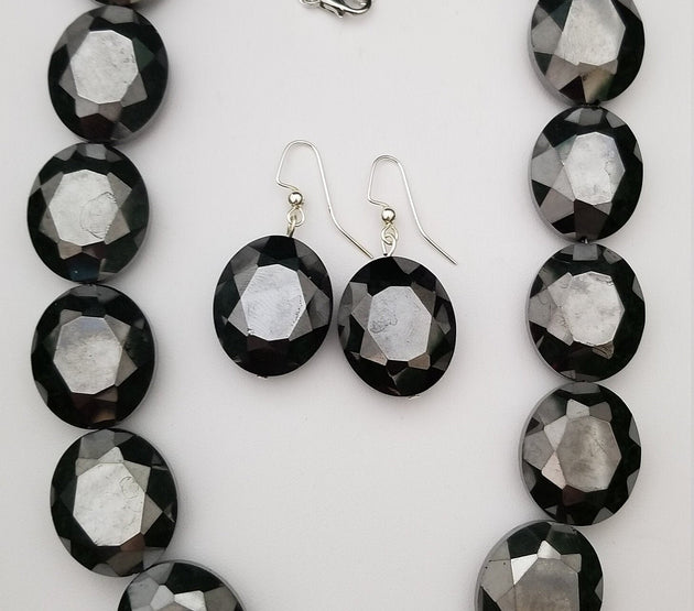 Glass Bead Chain with matching Earrings