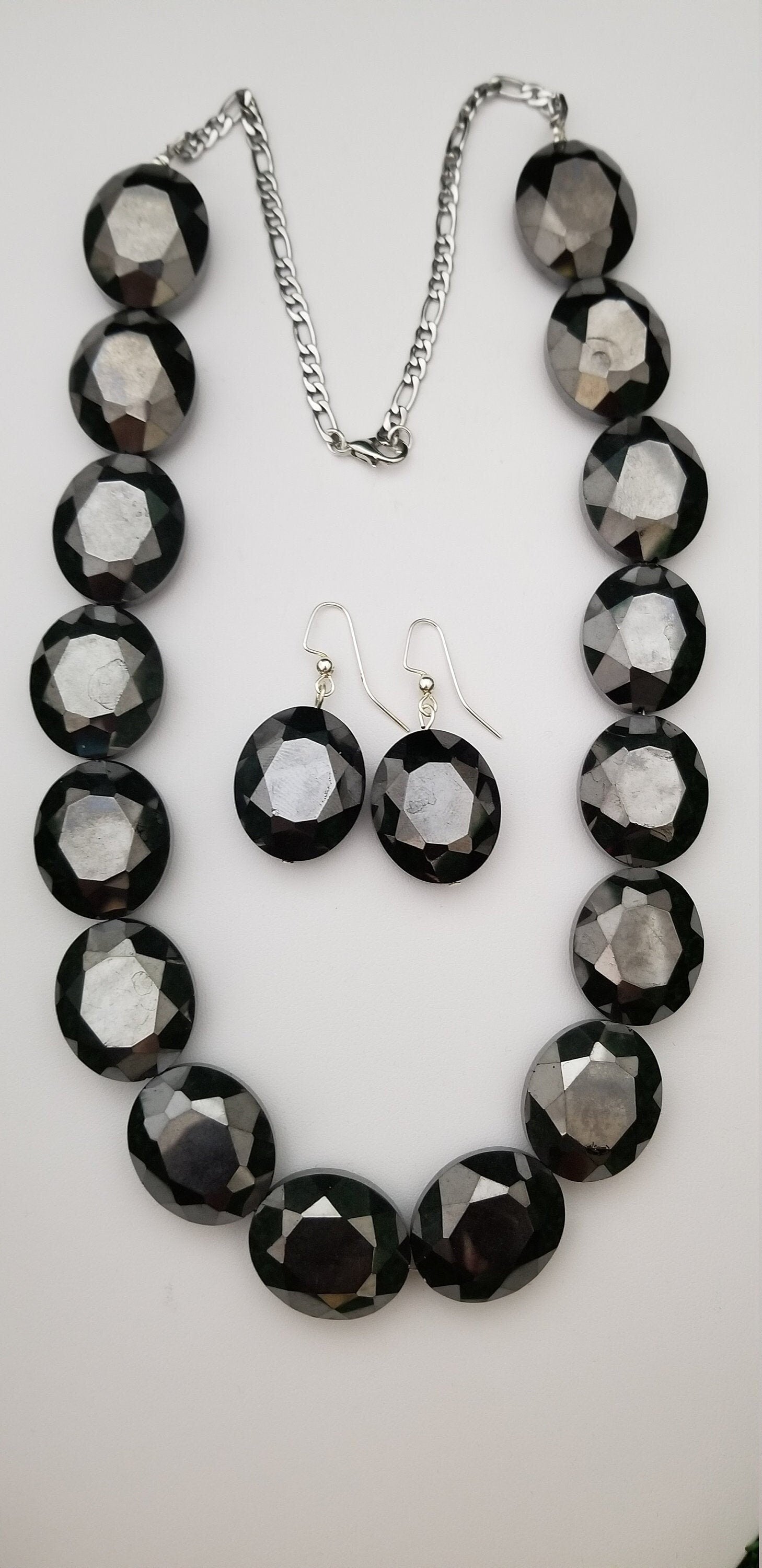 Glass Bead Chain with matching Earrings