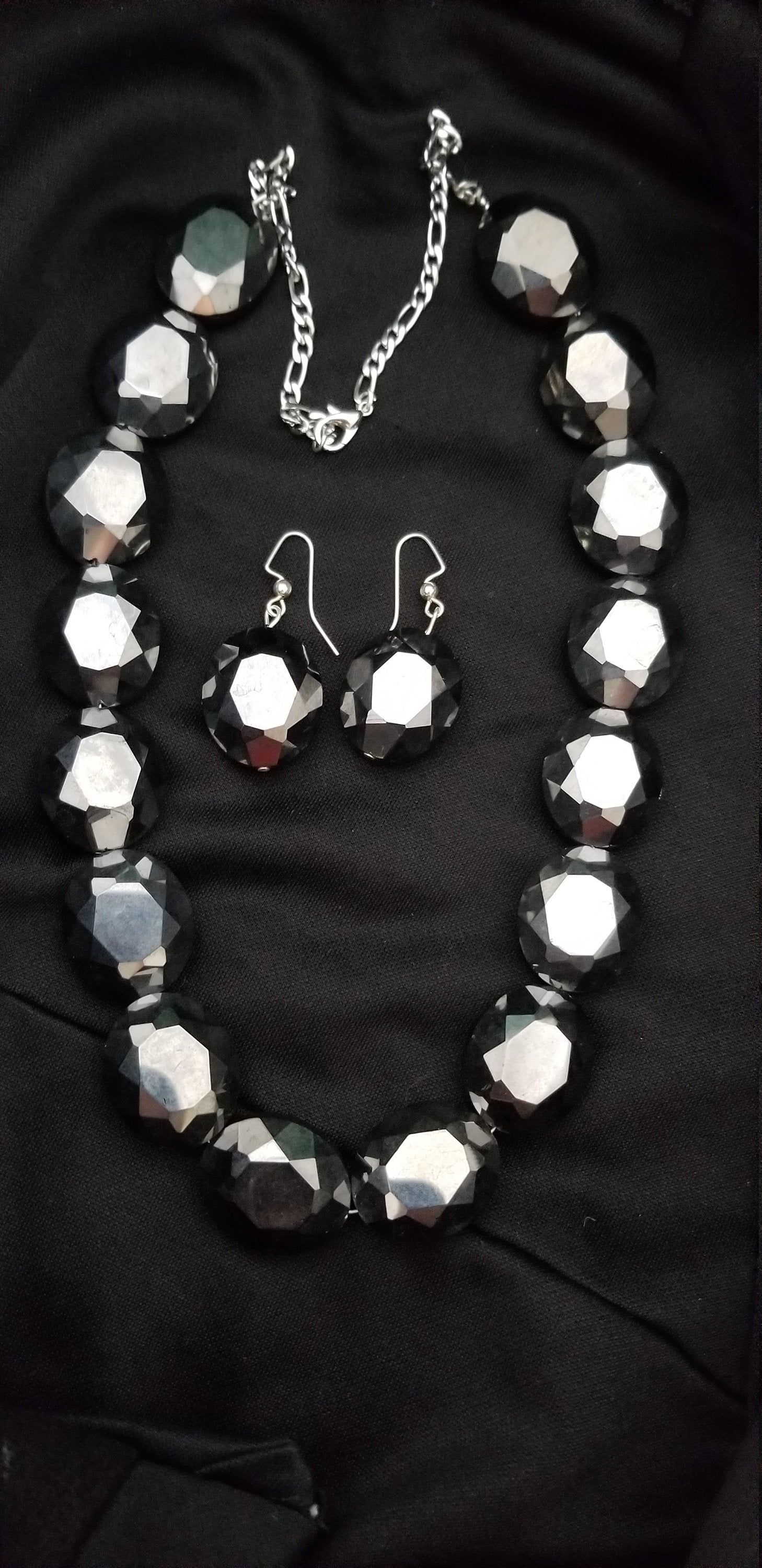 Glass Bead Chain with matching Earrings