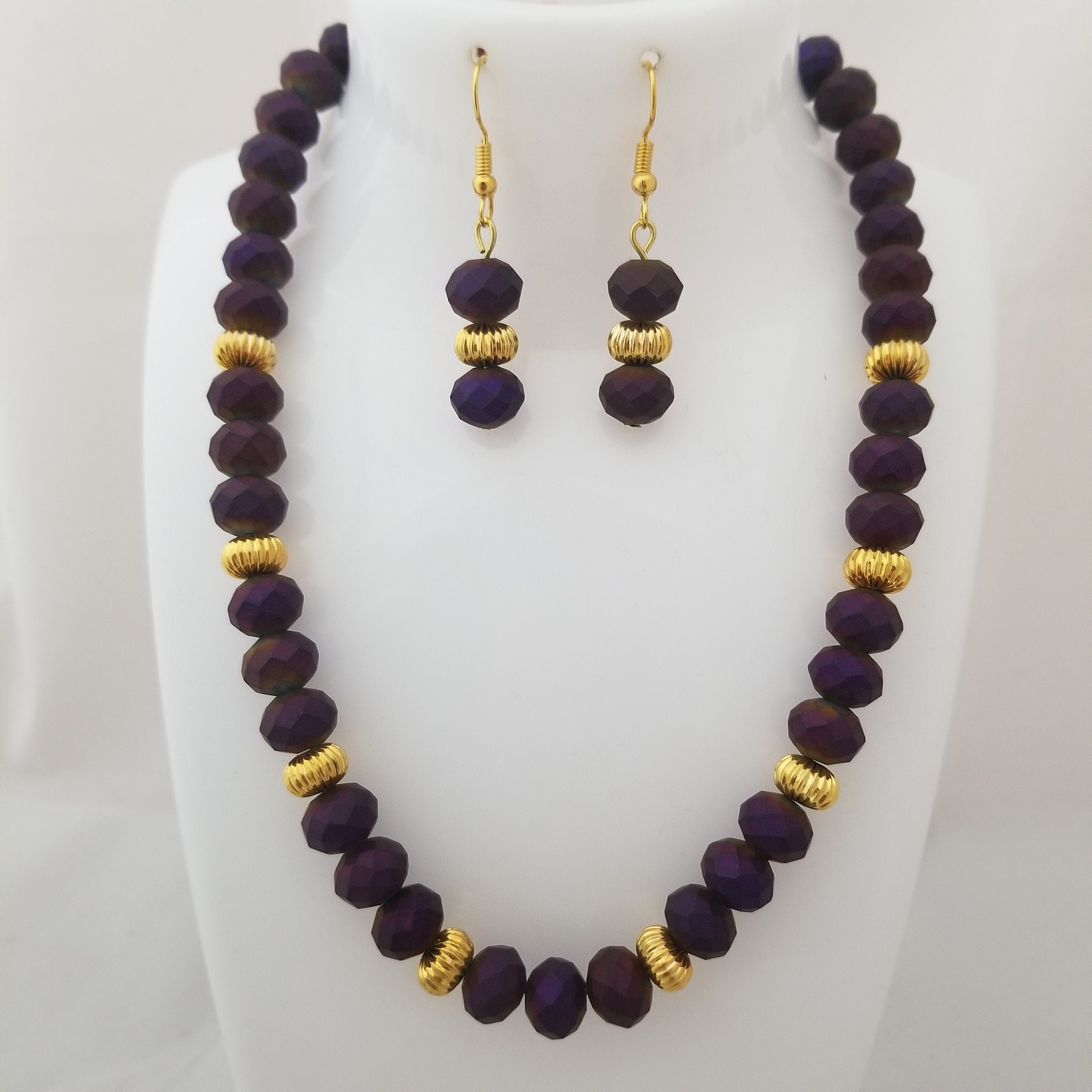 Purple Bead with Gold bead chain