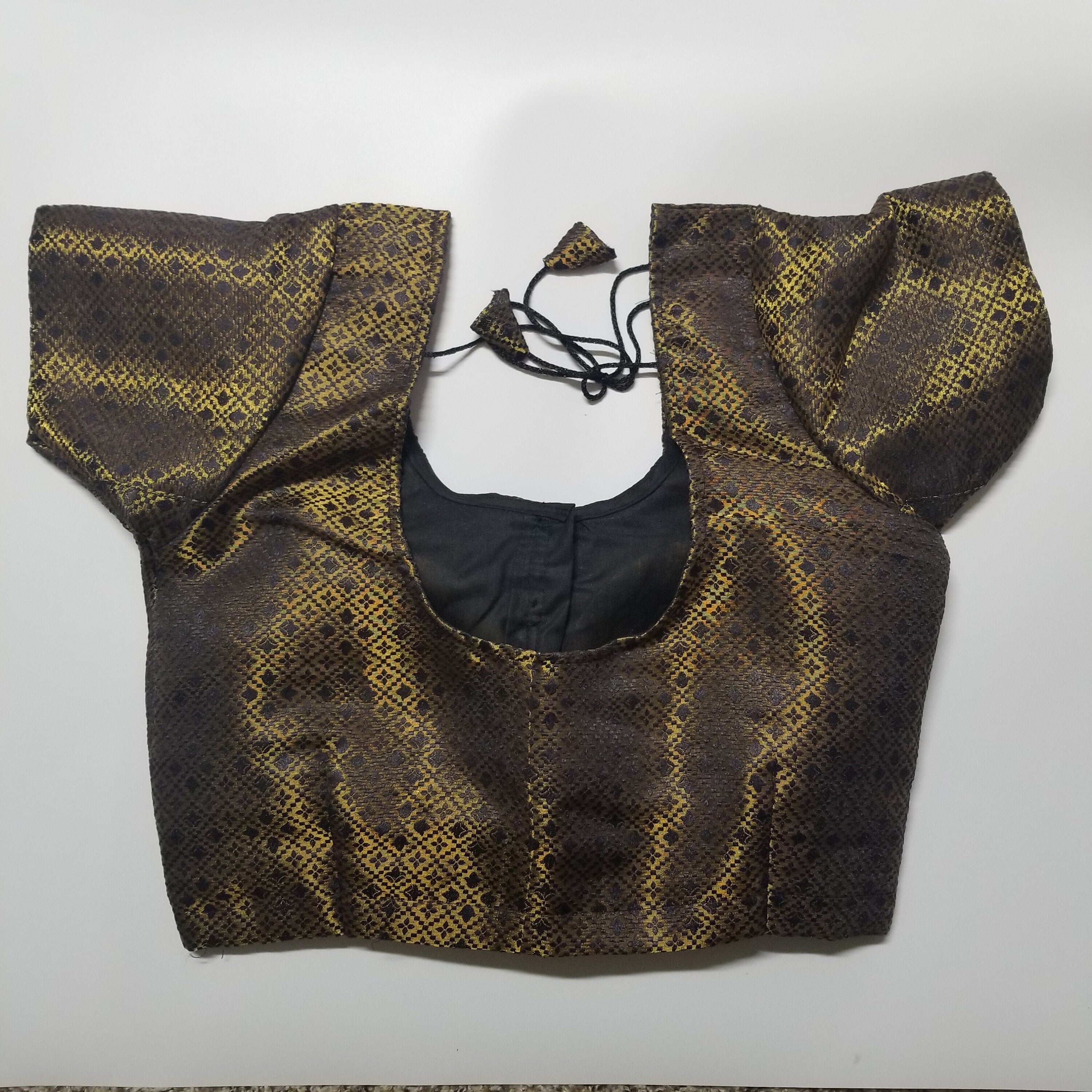Readymade Saree Blouse - Black with gold Blouse for Saree - Princess cut with padded  - size 38" alter to 36"/40"