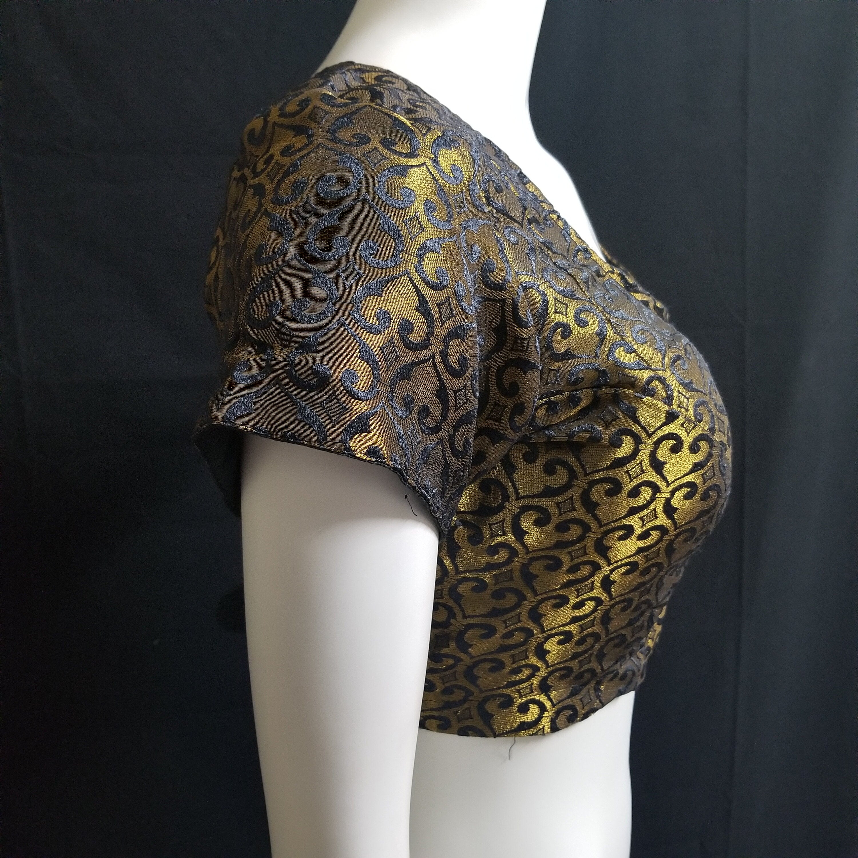 Readymade Saree Blouse - Black with gold Blouse for Saree - Princess cut with padded  - size 38" alter to 36"/40"