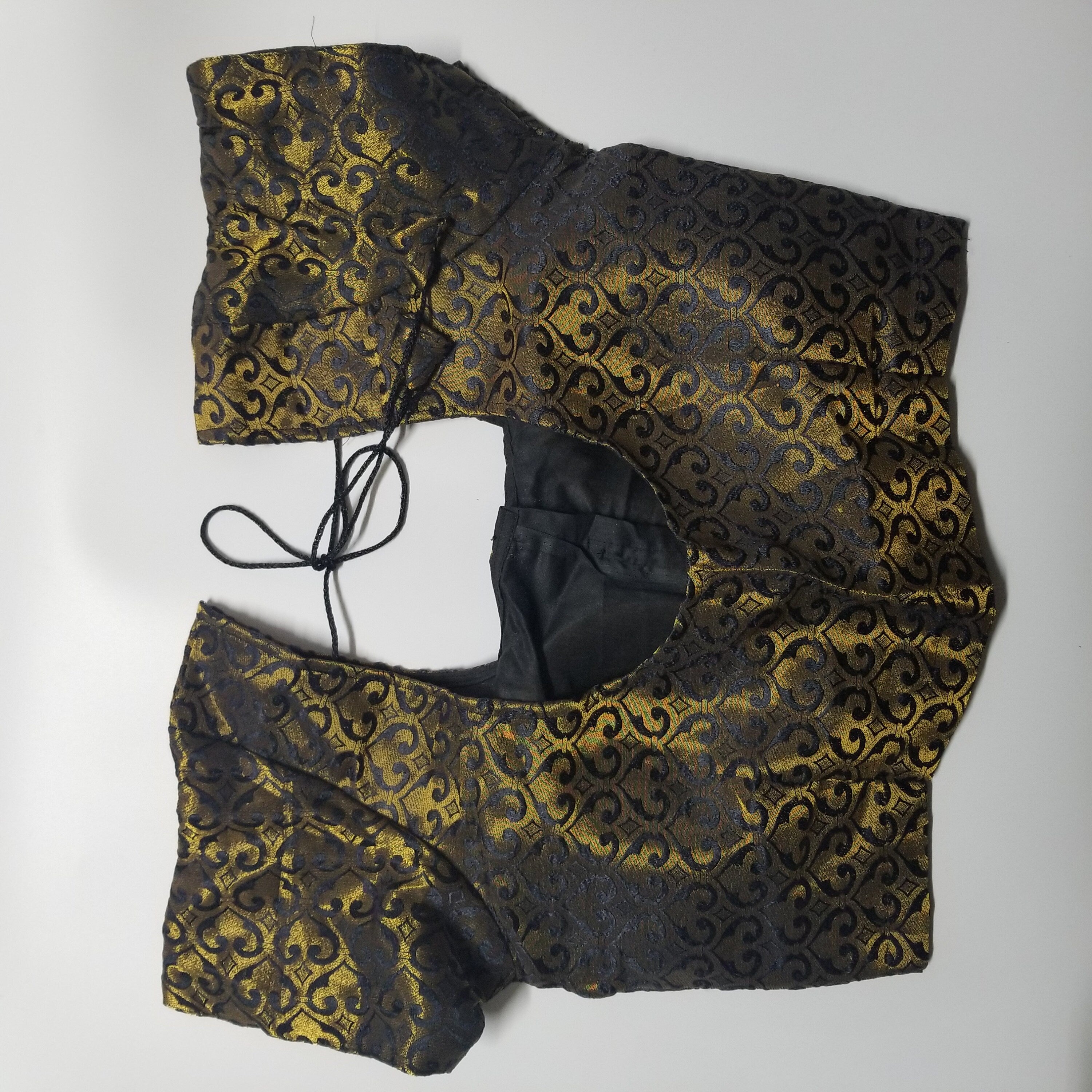 Readymade Saree Blouse - Black with gold Blouse for Saree - Princess cut with padded  - size 38" alter to 36"/40"