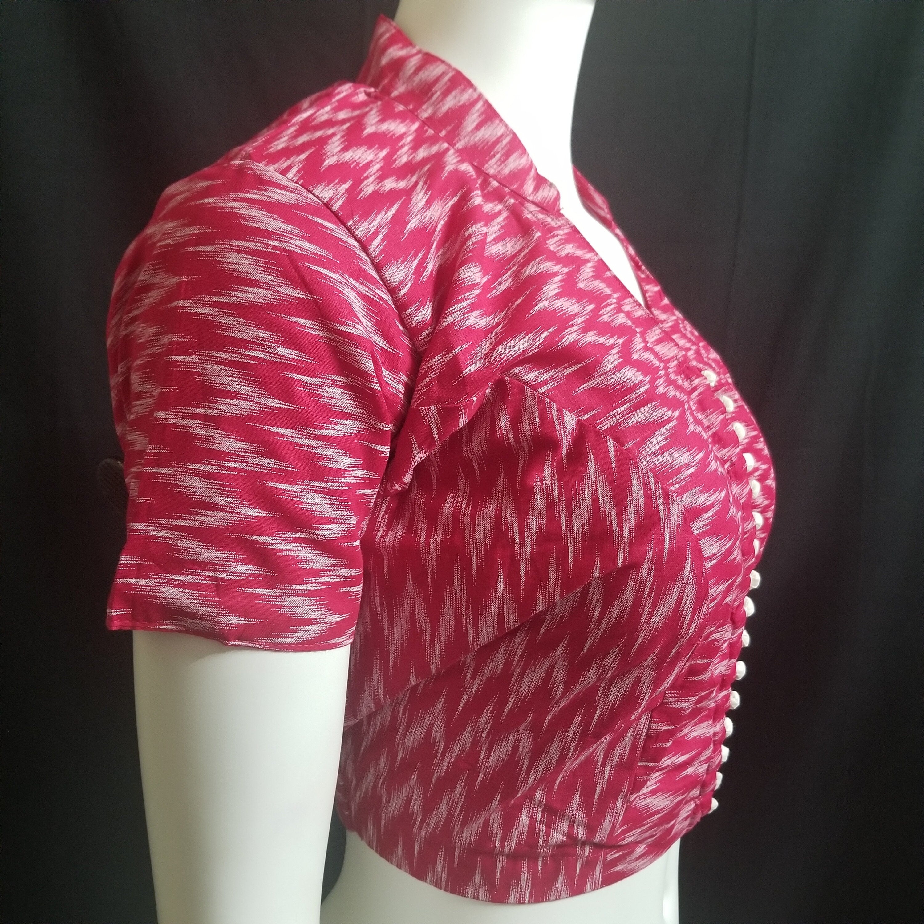 Readymade Saree Blouse - Pink color collar Blouse - Princess cut with padded  - size 40" (can alter 36" to 44")