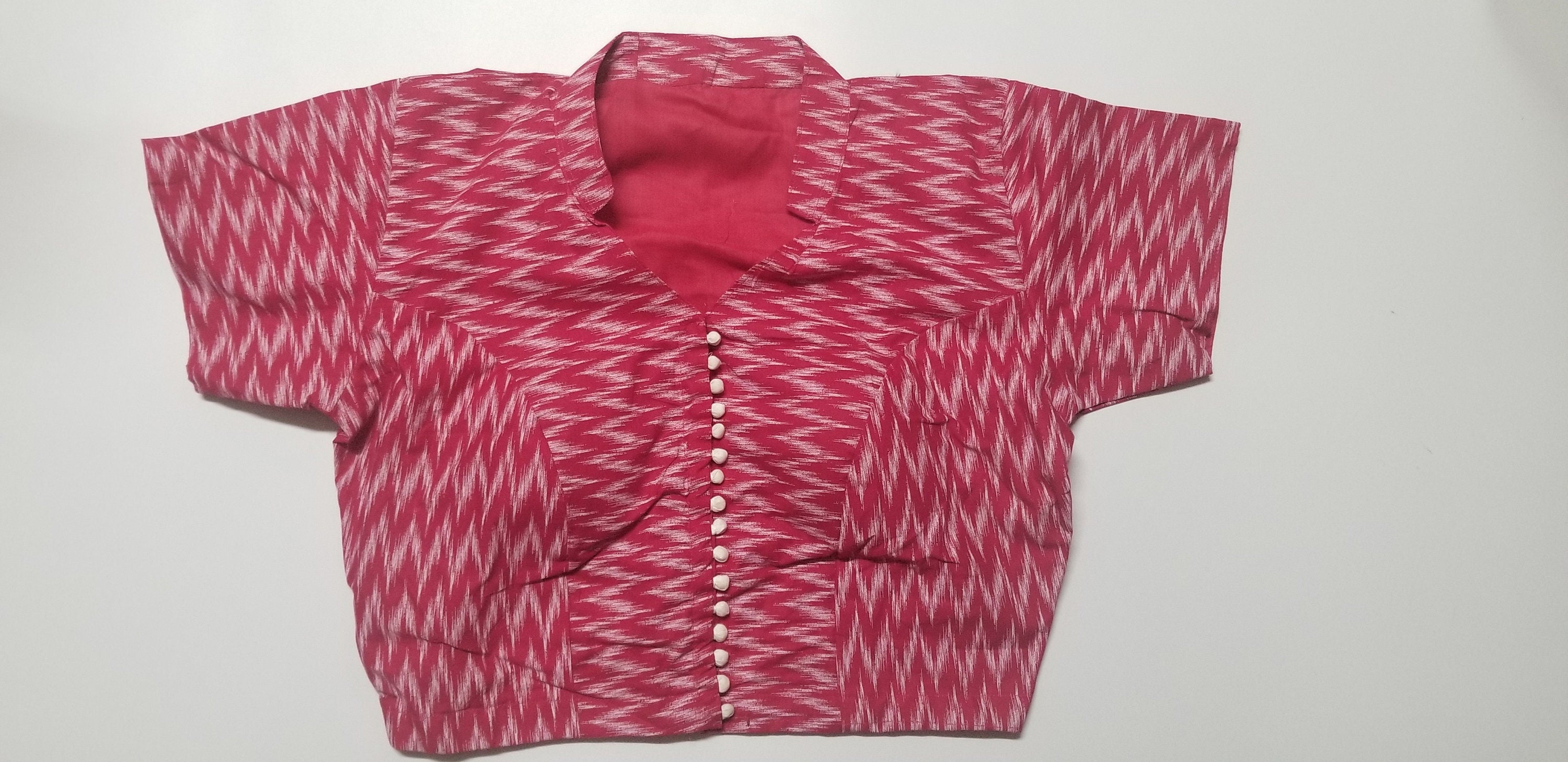 Readymade Saree Blouse - Pink color collar Blouse - Princess cut with padded  - size 40" (can alter 36" to 44")