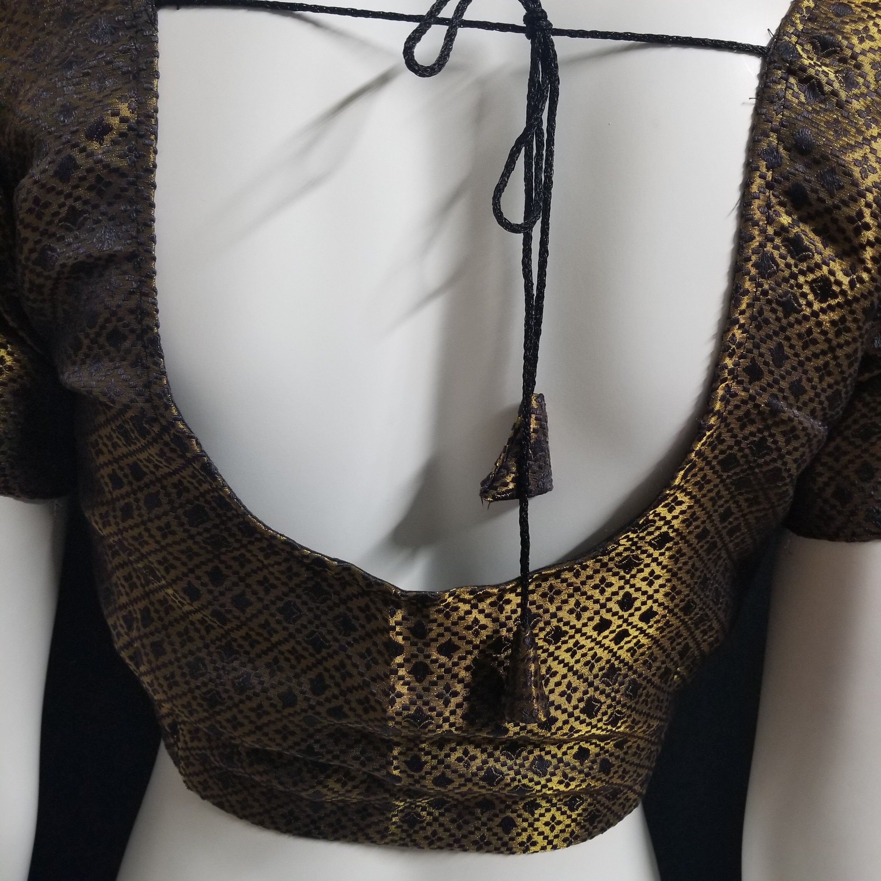 Readymade Saree Blouse - Black with gold Blouse for Saree - Princess cut with padded  - size 38" alter to 36"/40"