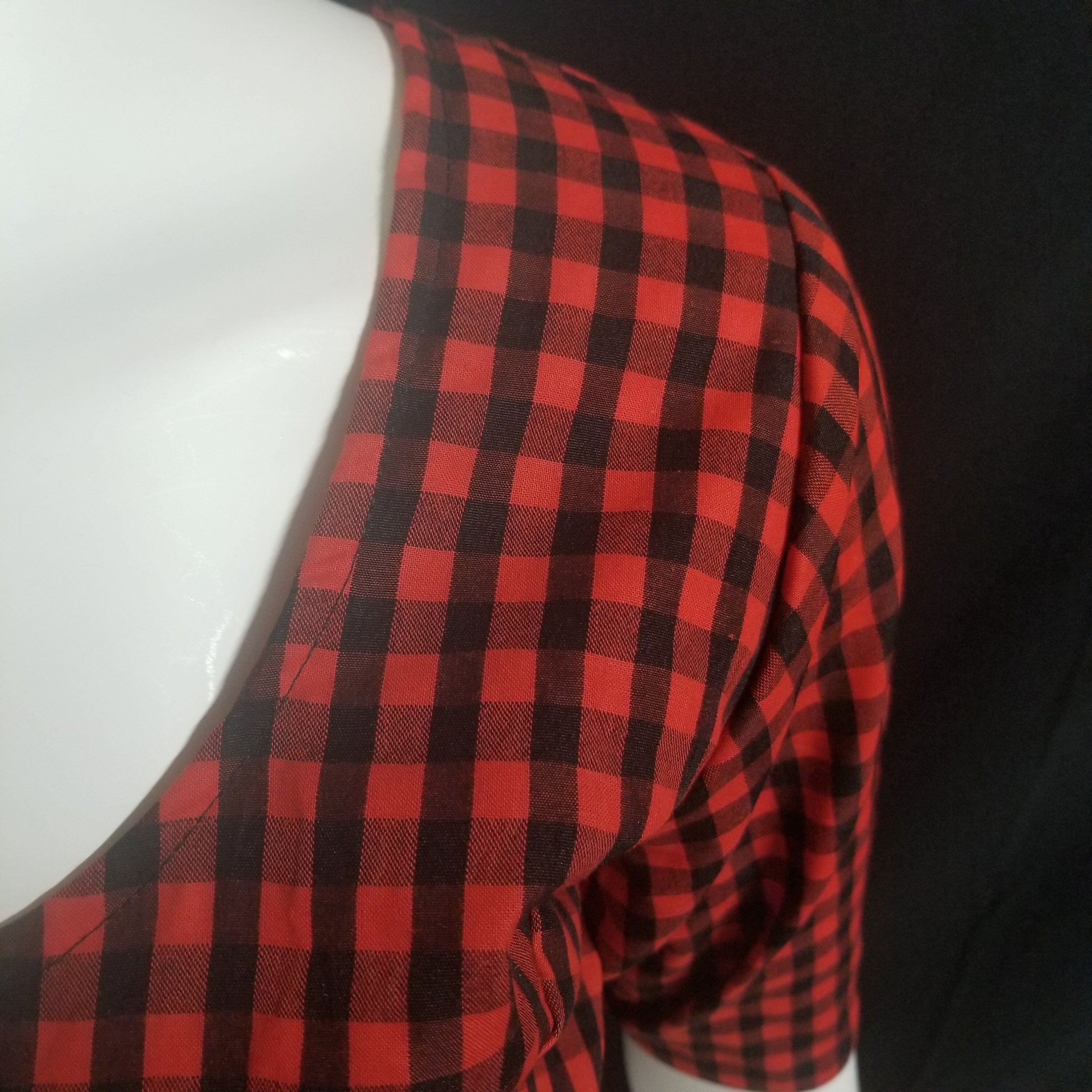 Readymade Saree Blouse - Red with Black checked Blouse - Plus size - Princess cut padded - size 42" (alter 38" to 46")