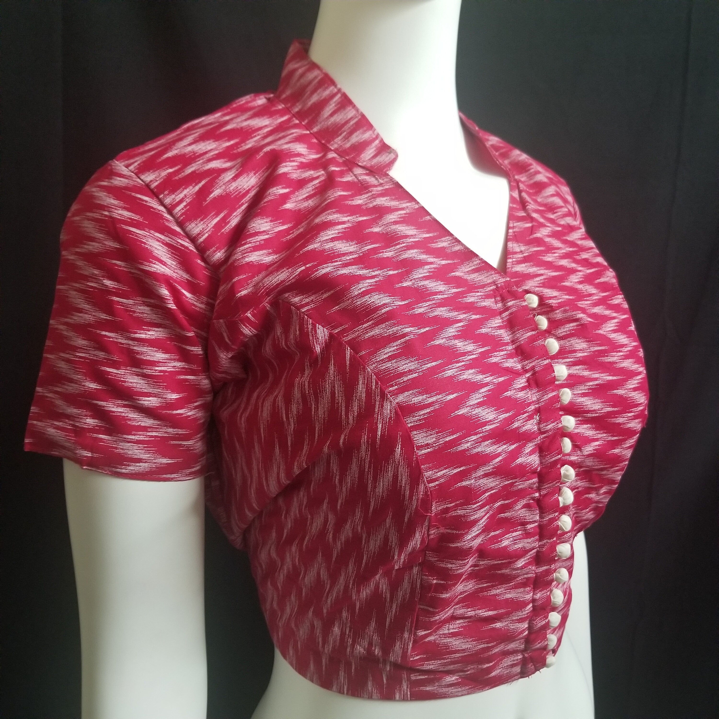 Readymade Saree Blouse - Pink color collar Blouse - Princess cut with padded  - size 40" (can alter 36" to 44")