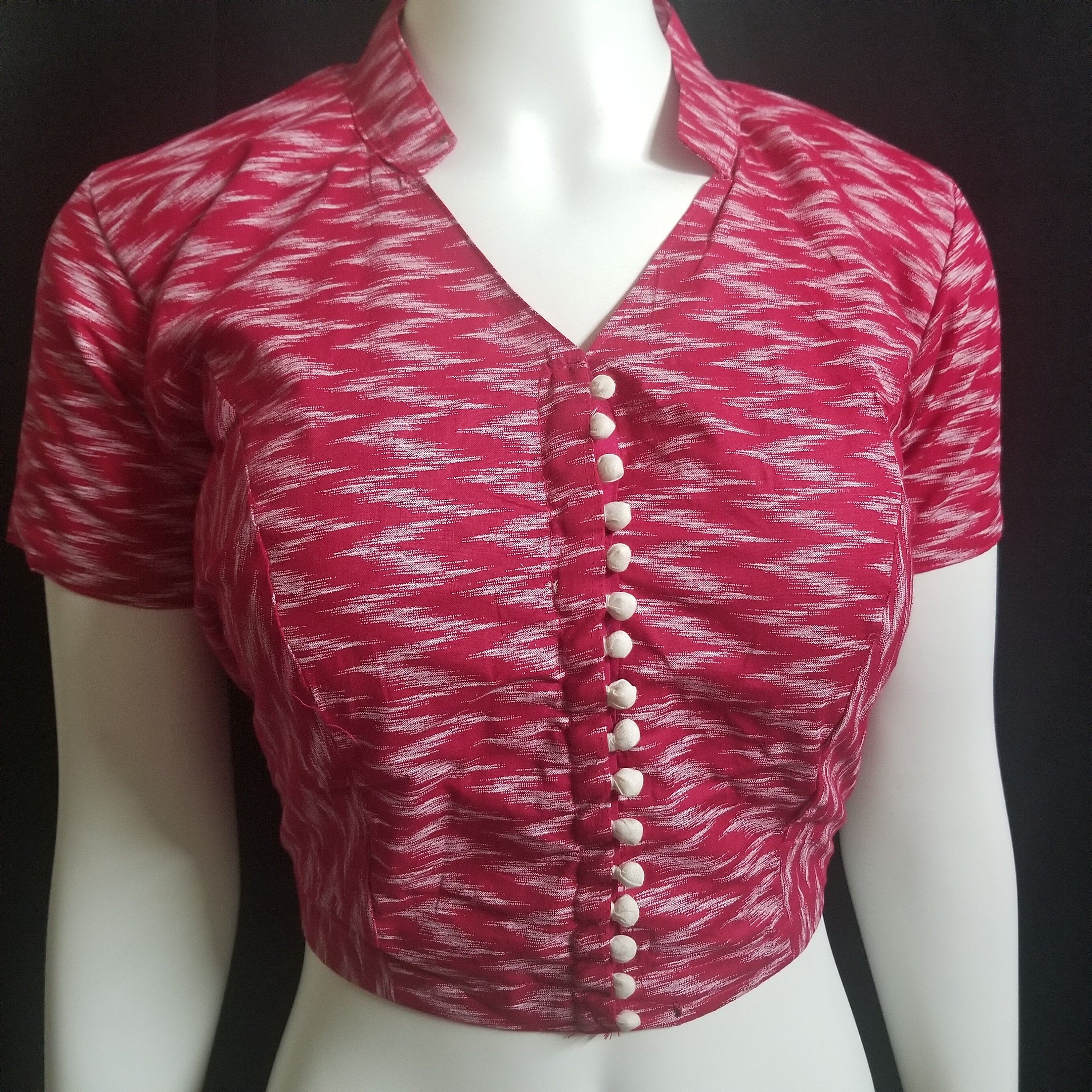 Readymade Saree Blouse - Pink color collar Blouse - Princess cut with padded  - size 40" (can alter 36" to 44")