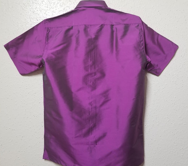 Men's Silk Shirt - Half Hand - Violet Color - Size 38 - M Size - Partywear Shirt - Indian Dresses