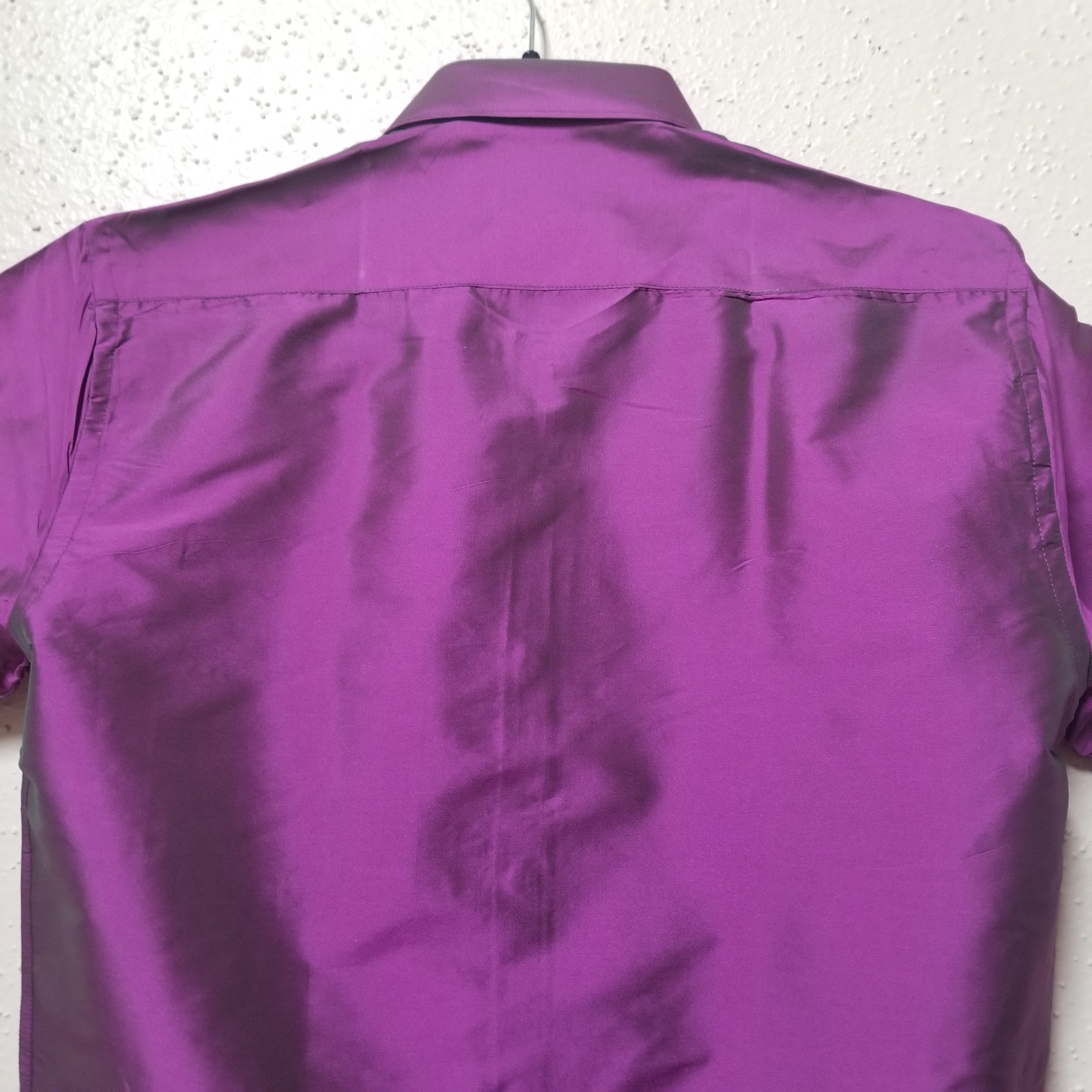 Men's Silk Shirt - Half Hand - Violet Color - Size 38 - M Size - Partywear Shirt - Indian Dresses