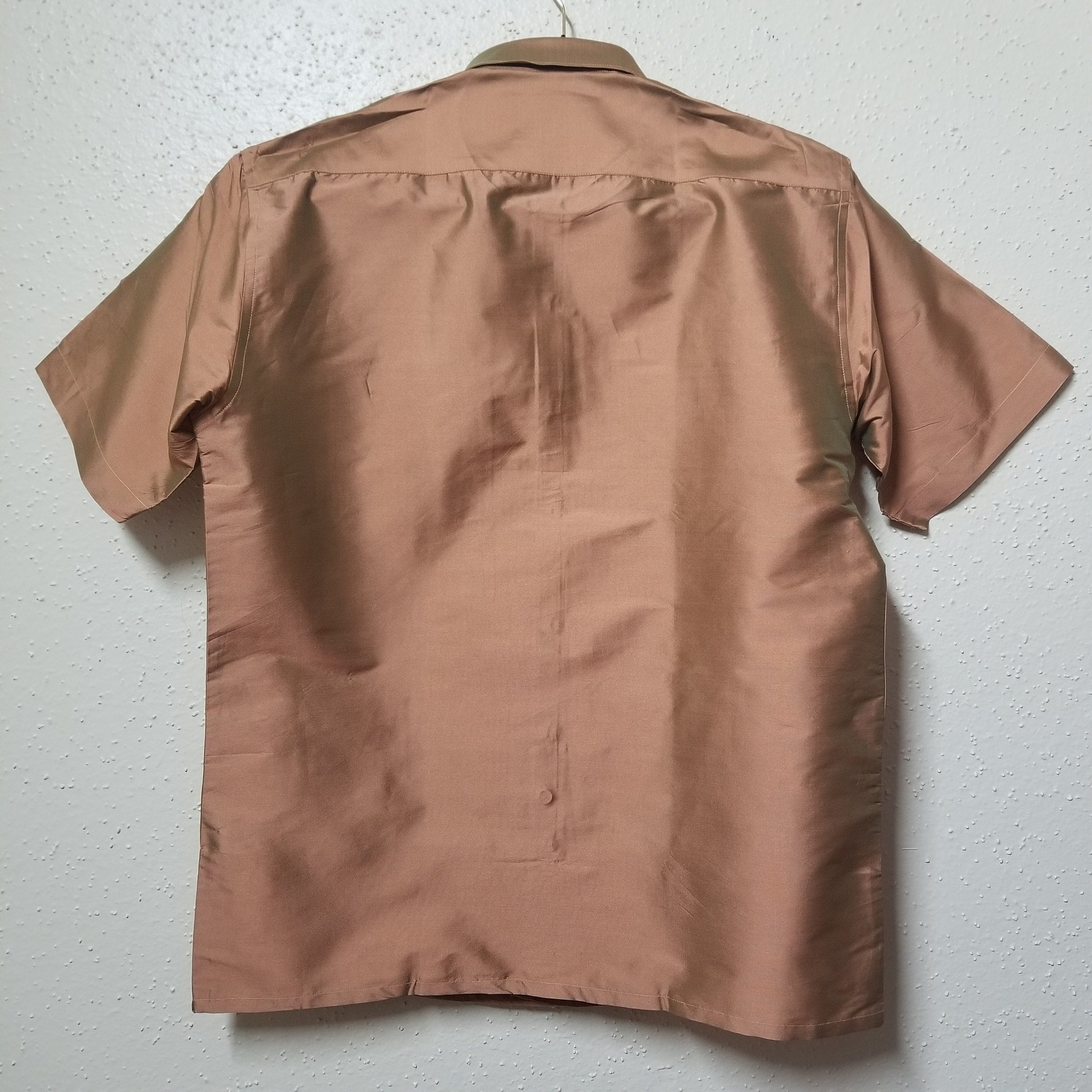 Men's Silk Shirt - Half Hand - Lite Brown Color (Double shade) - Size 40 - L Size - Partywear Shirt - Indian Dresses