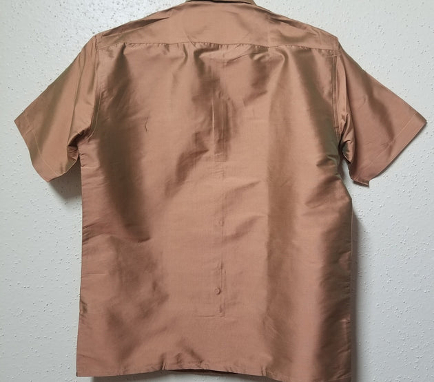 Men's Silk Shirt - Half Hand - Lite Brown Color (Double shade) - Size 40 - L Size - Partywear Shirt - Indian Dresses