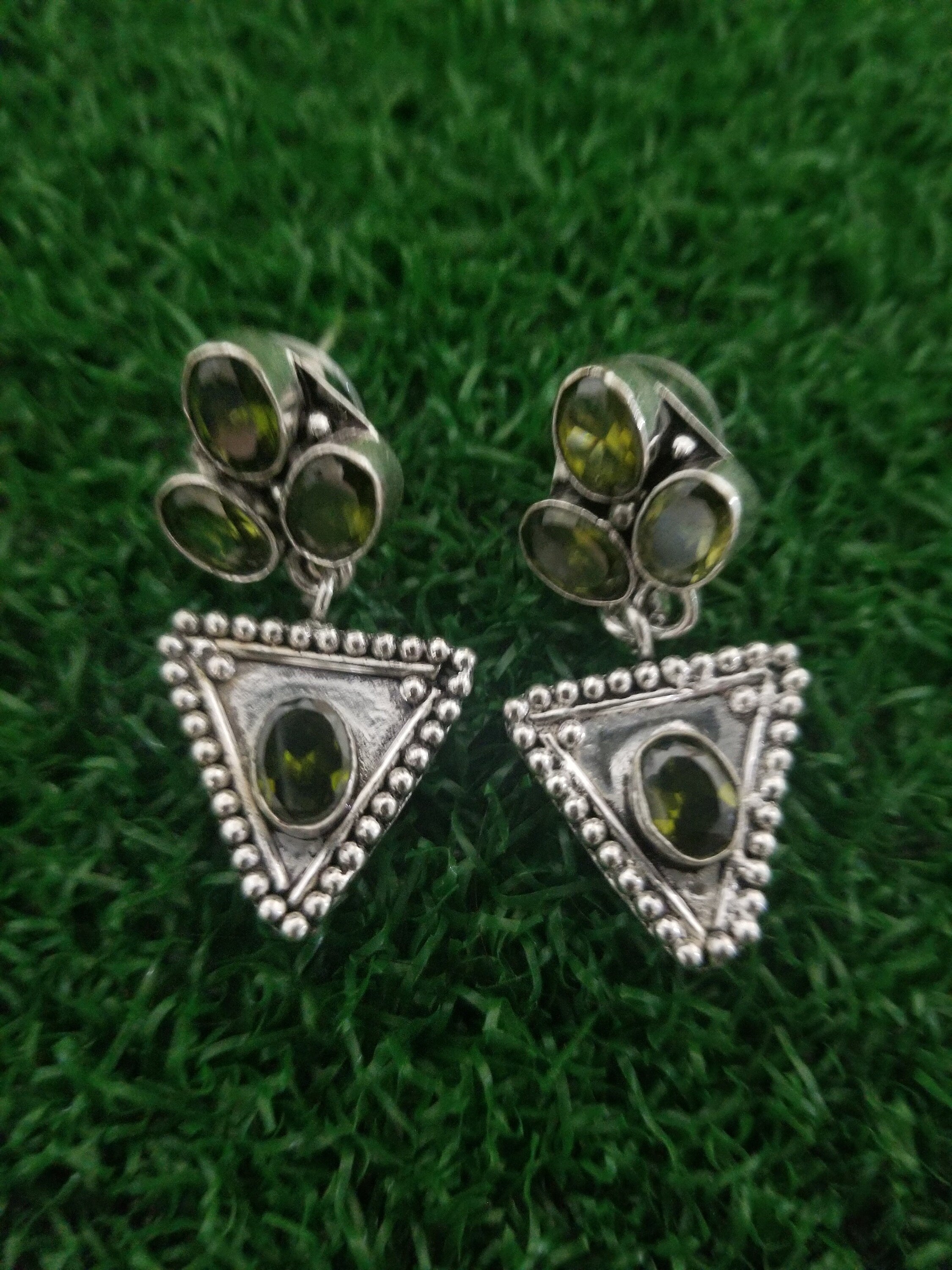 Oxidized Green stones Earrings Jhumki Jhumka for Women and Girls